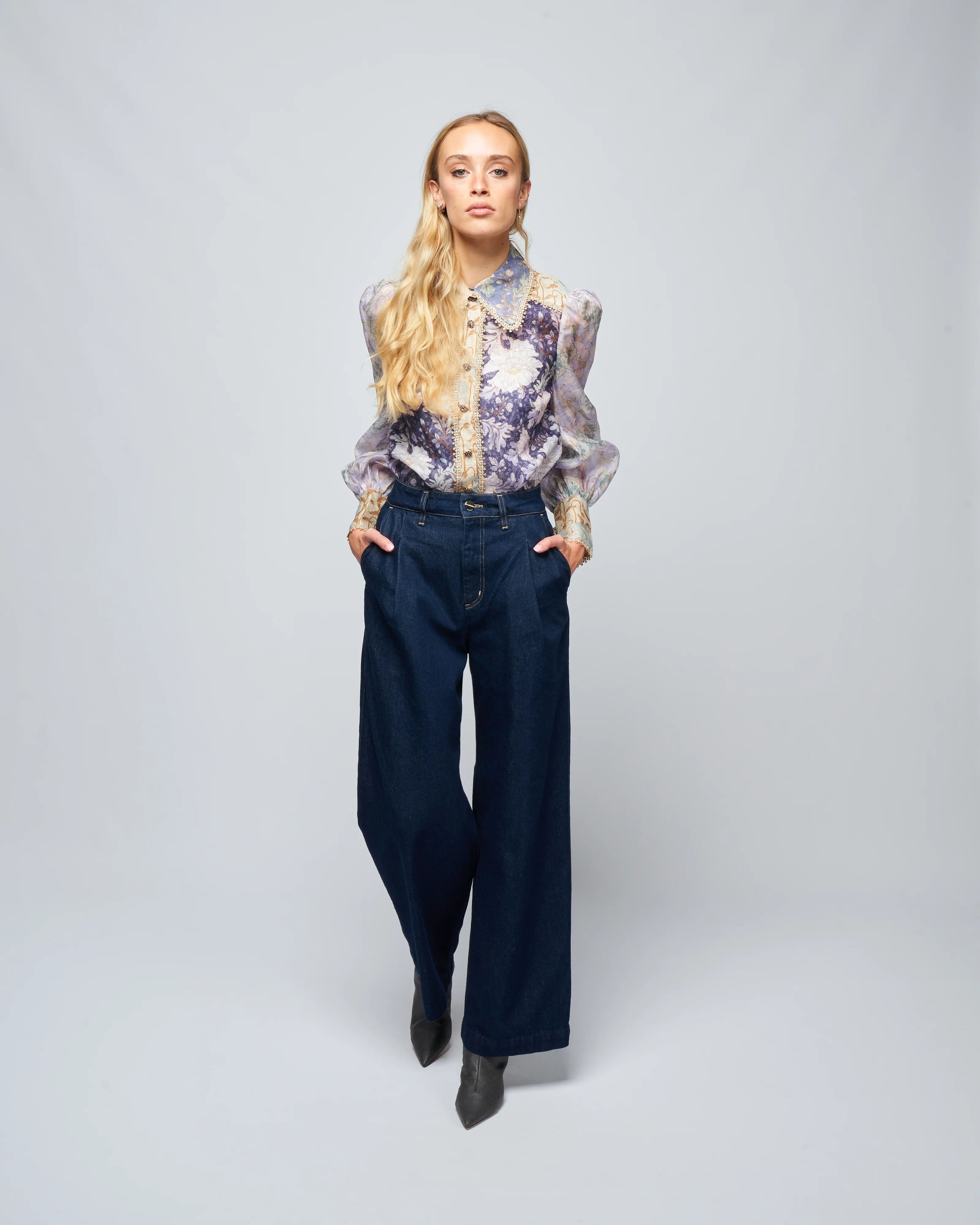 celestial spliced blouse - spliced lavender floral - Image 2