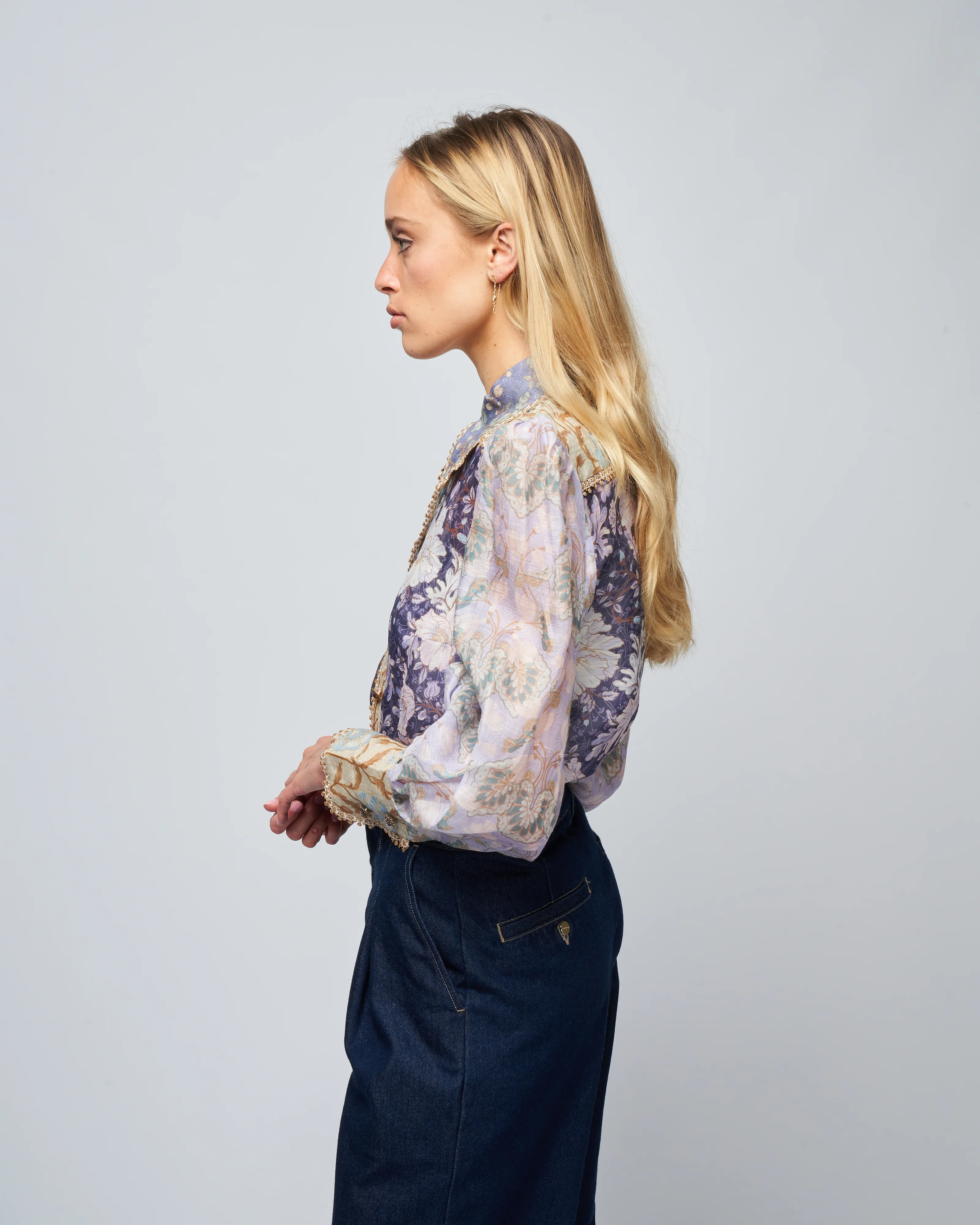 celestial spliced blouse - spliced lavender floral - Image 3