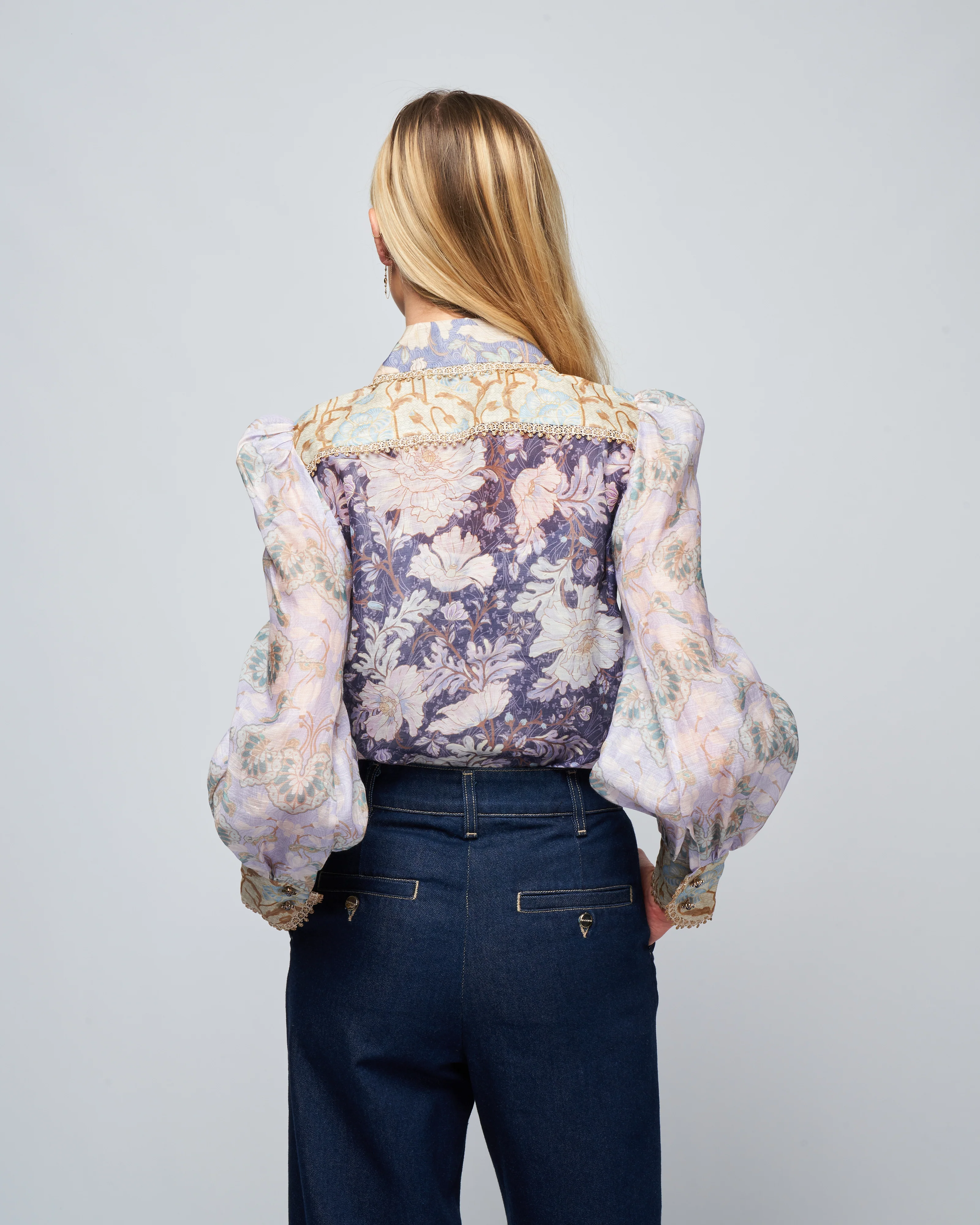 celestial spliced blouse - spliced lavender floral - Image 4