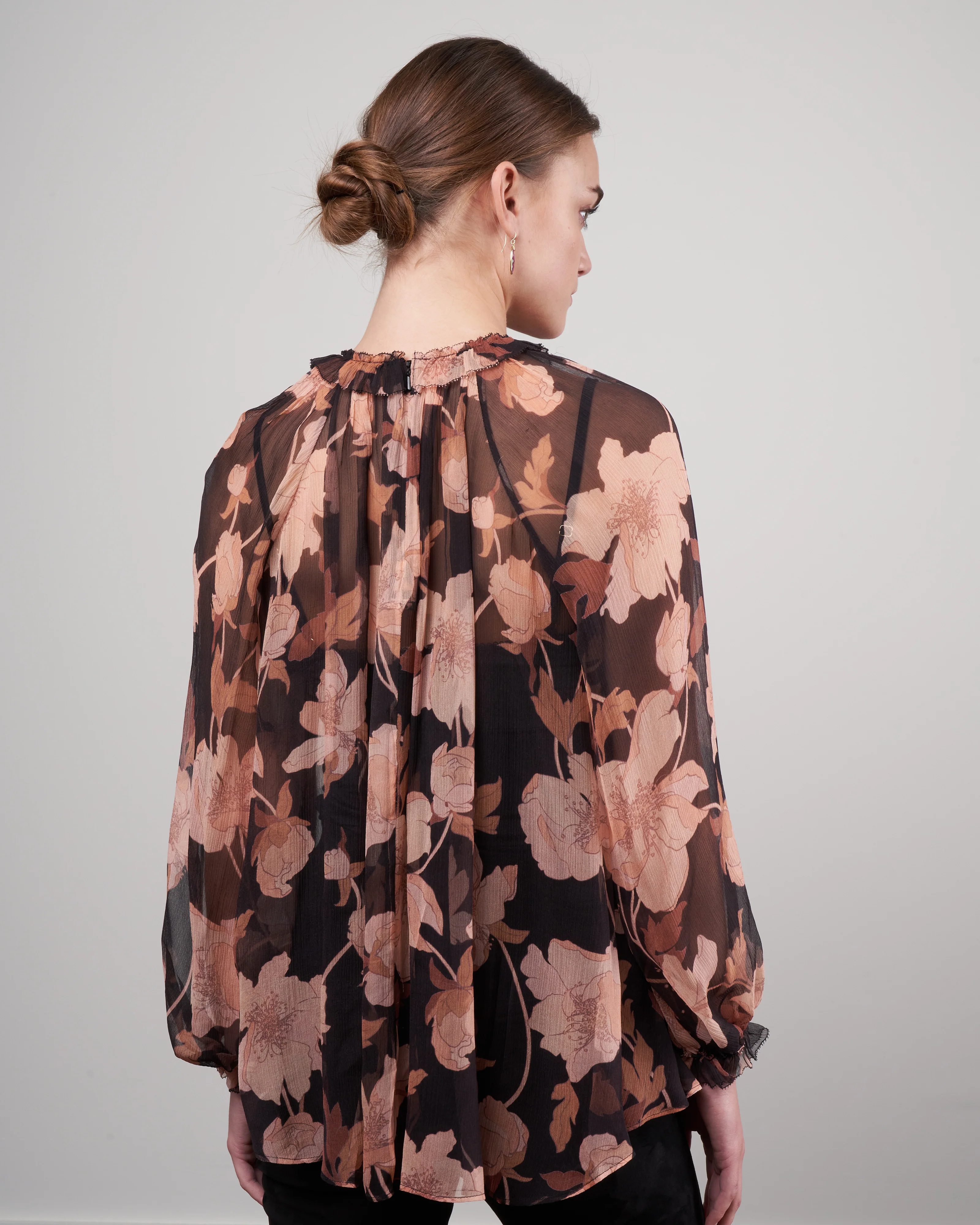 concert lace-up blouse - black peonies blkpeos - Image 4