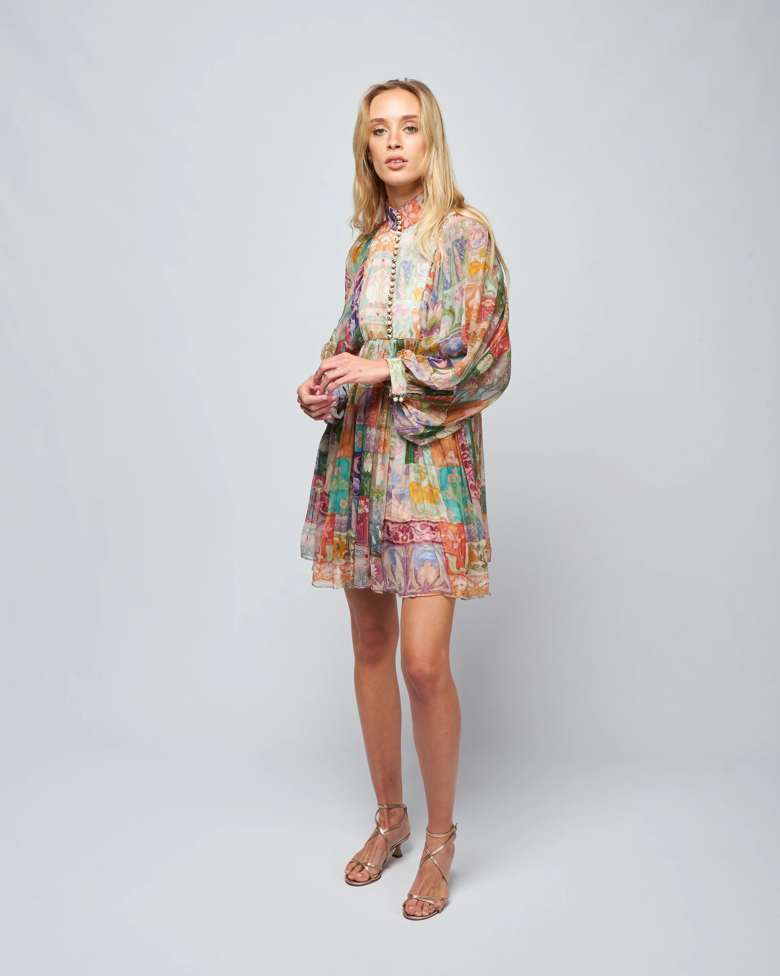 cosmic smock mini dress - floral tile - Image 2