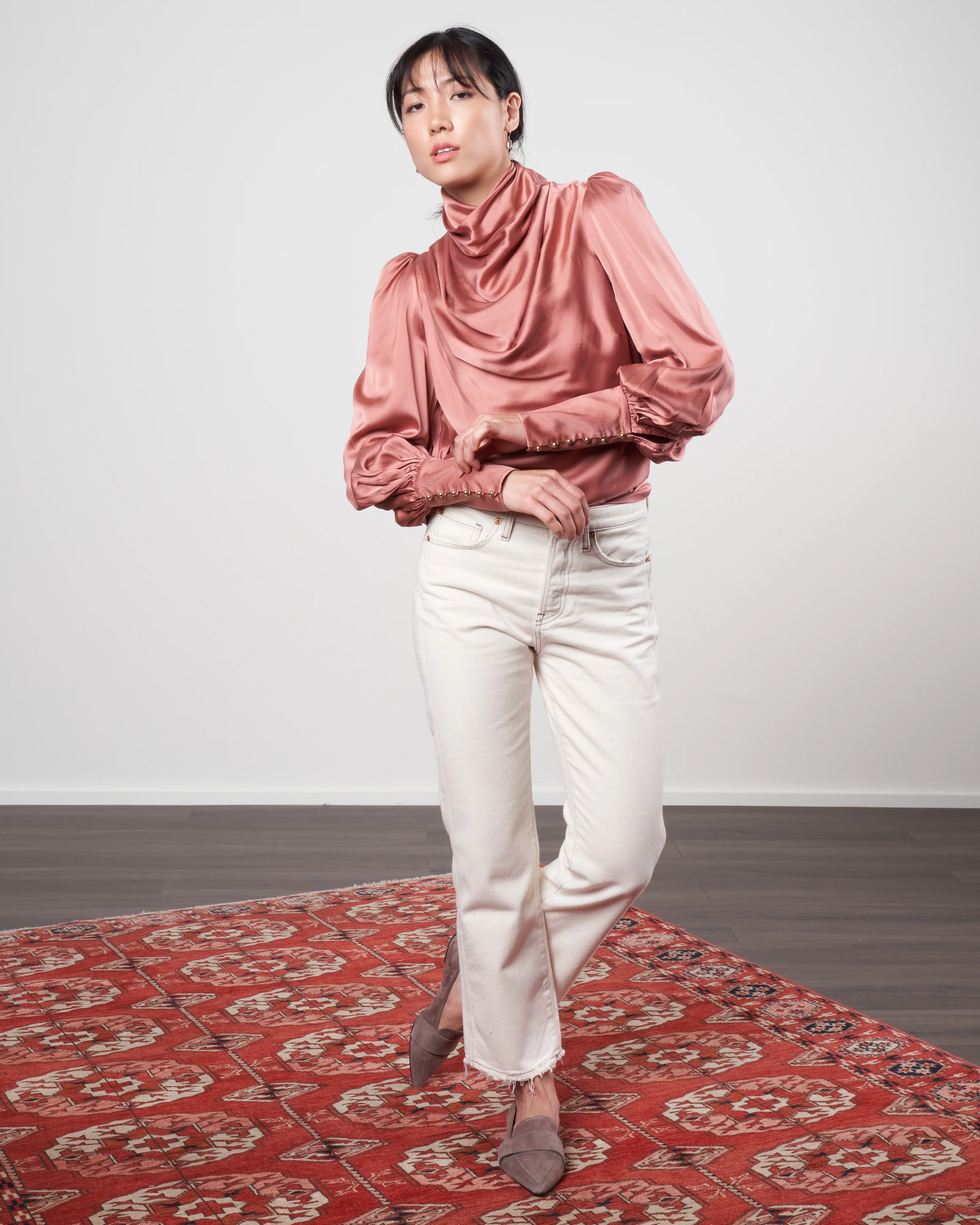 cowl blouse - rose - Image 2