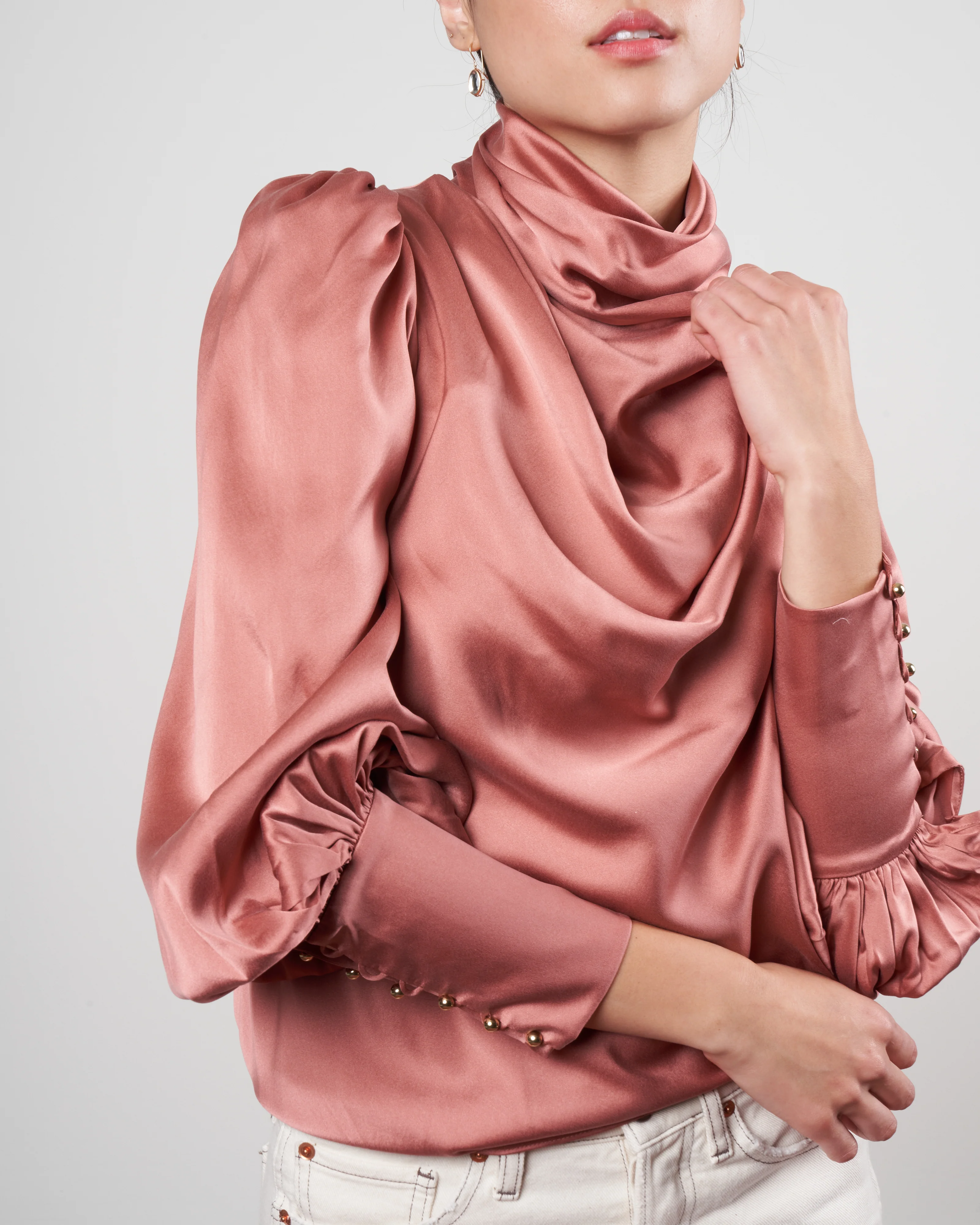 cowl blouse - rose - Image 3