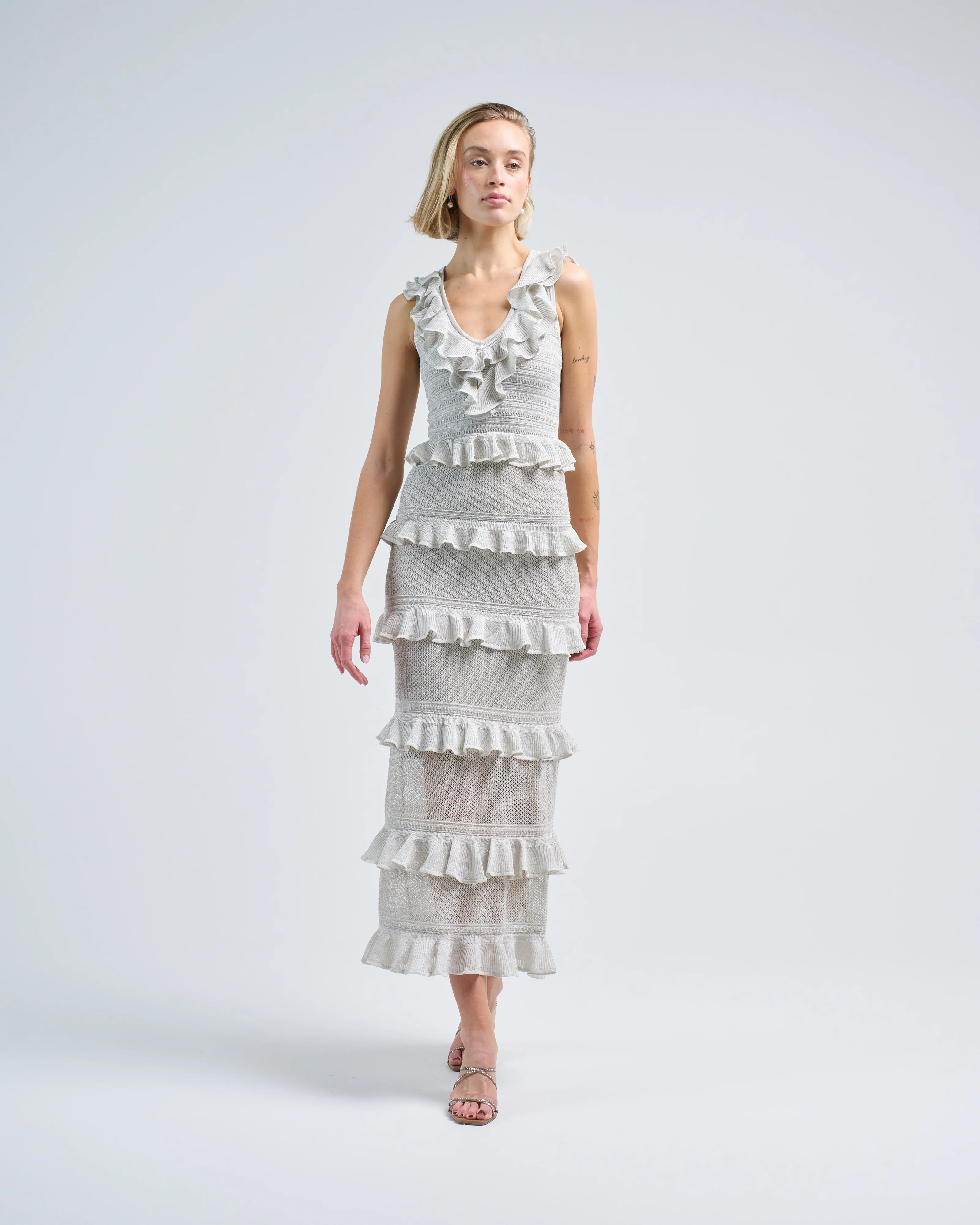 crush frilled v-neck midi - Image 2