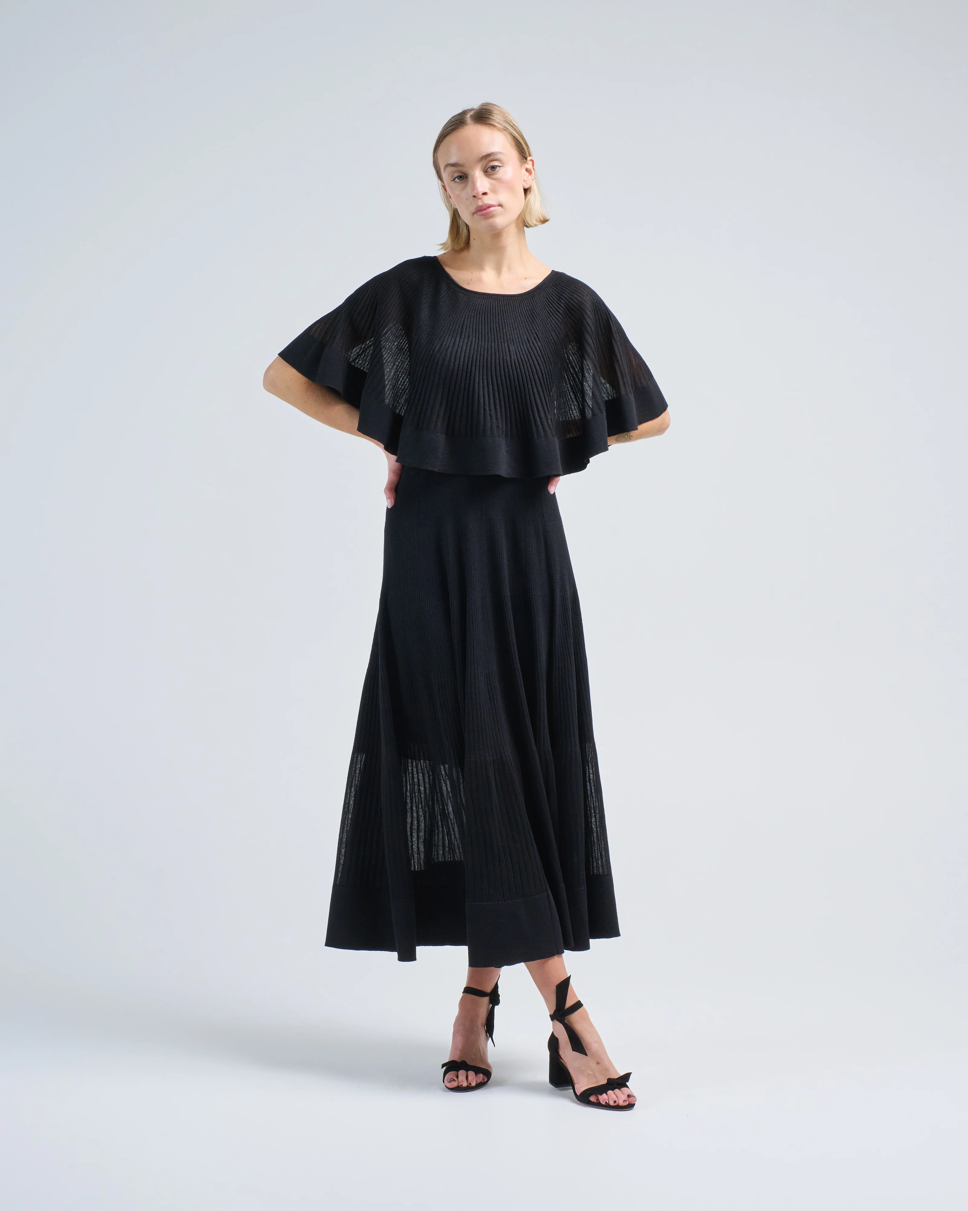 crush pleated cape maxi dress - Image 3