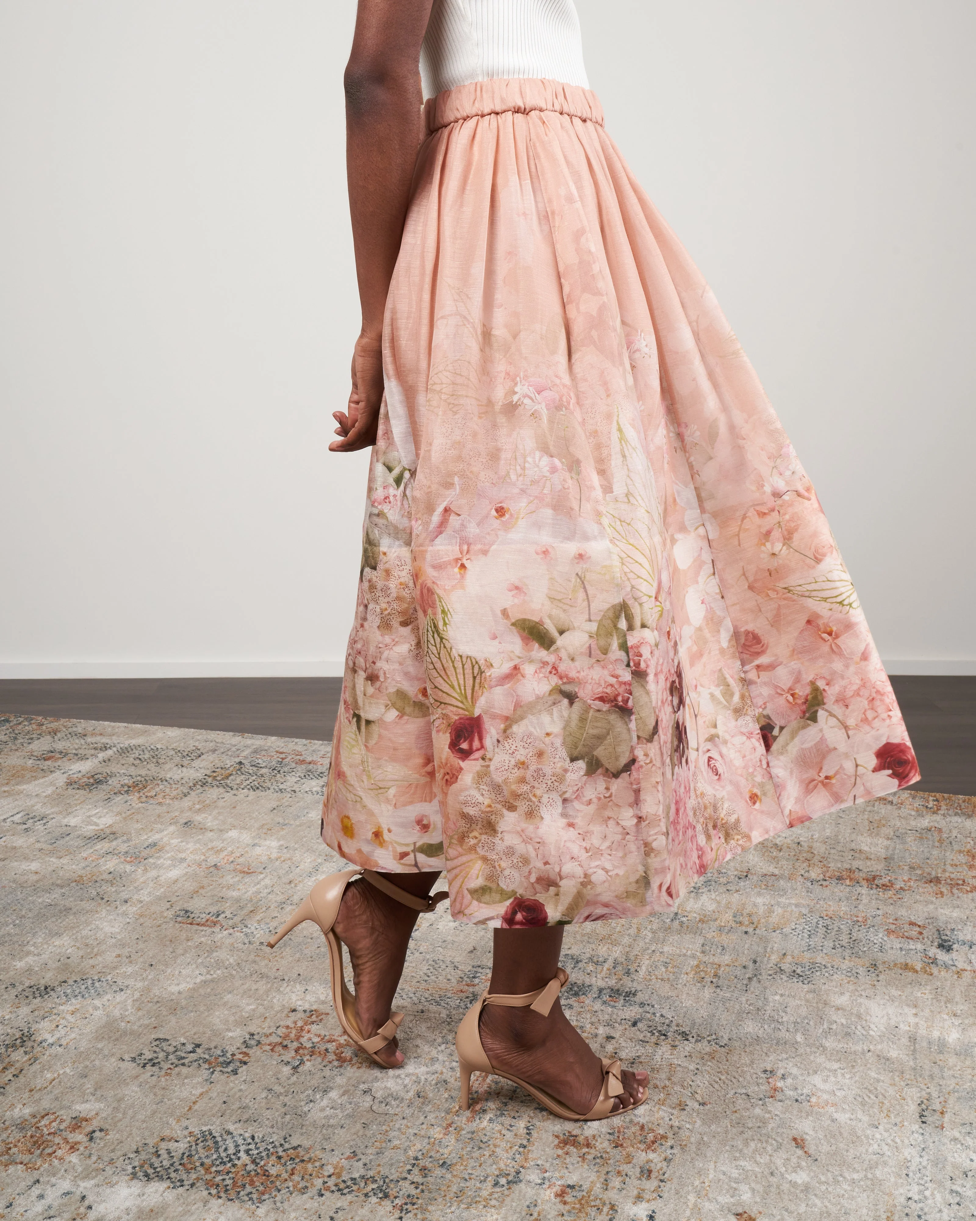 dancer floral midi skirt - blush garden floral - Image 3