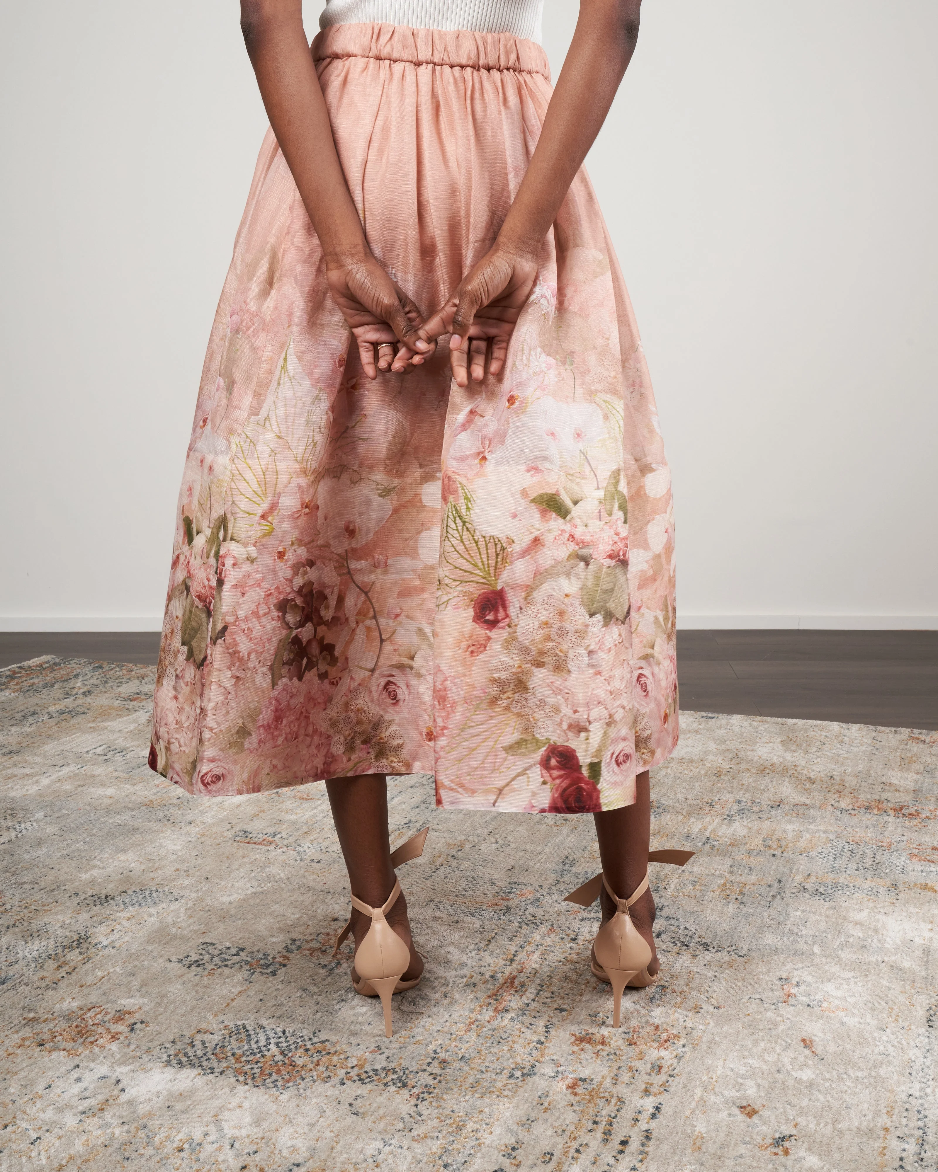 dancer floral midi skirt - blush garden floral - Image 4