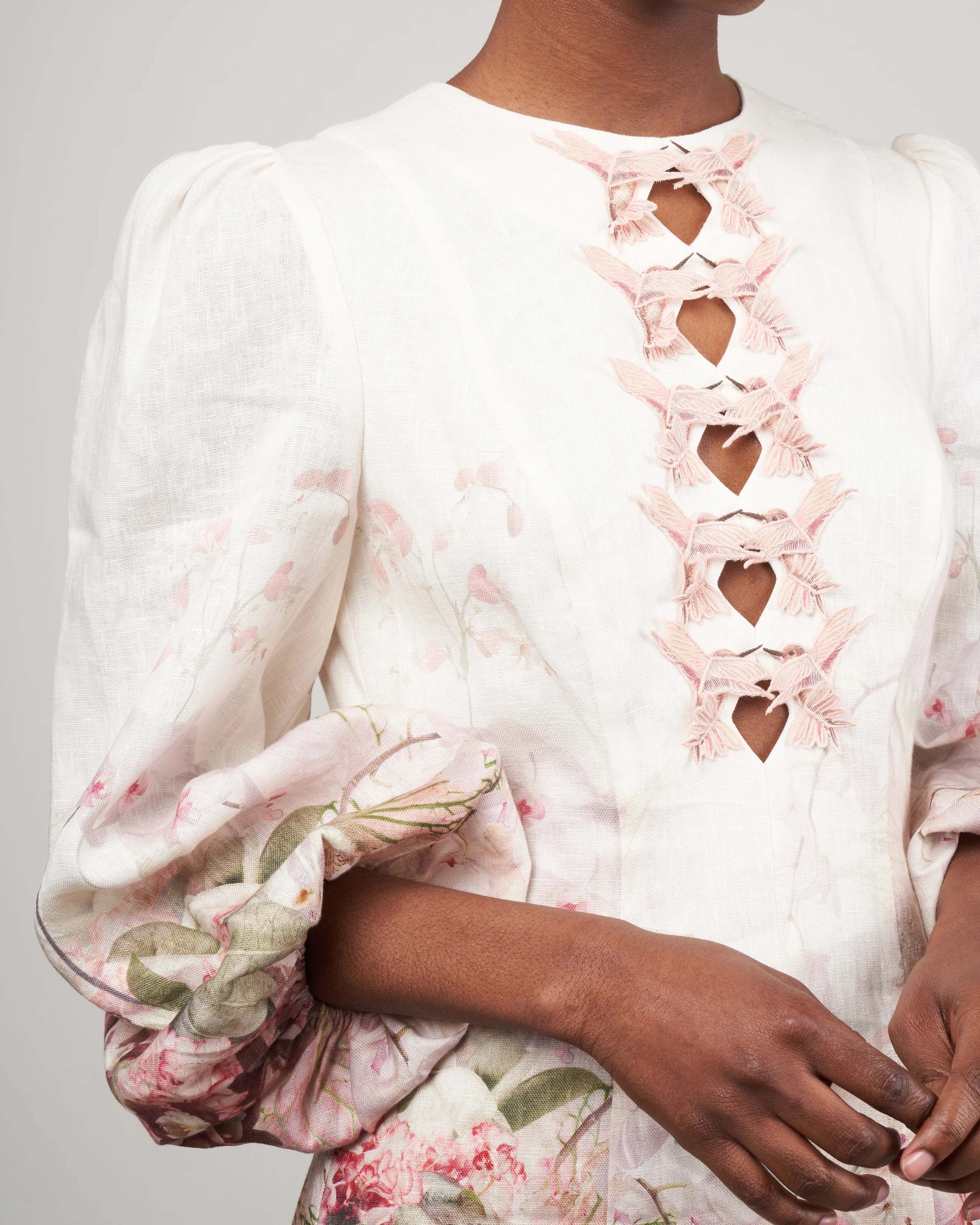 dancer hummingbird mini dress - alabaster garden floral - Image 4