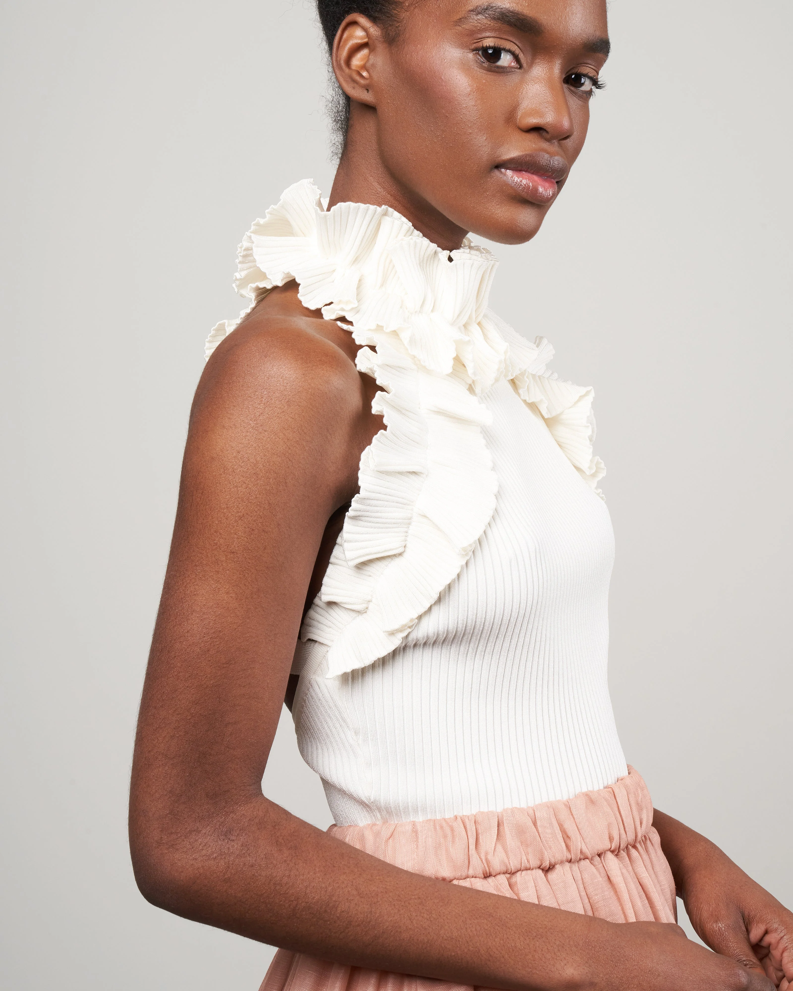 dancer ruffle tank - parchment - Image 3