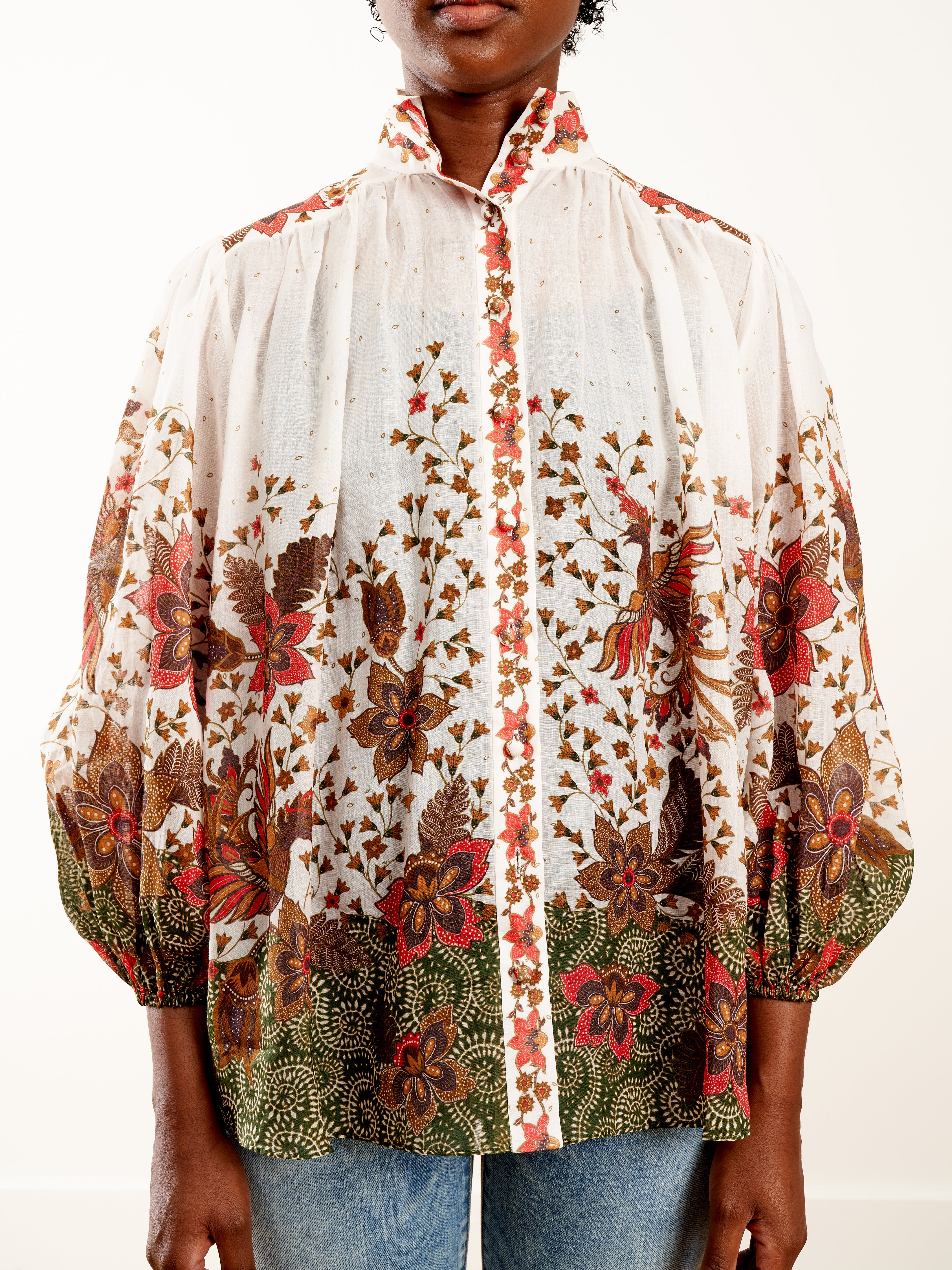 empire batik blouse - khaki batik - Image 3