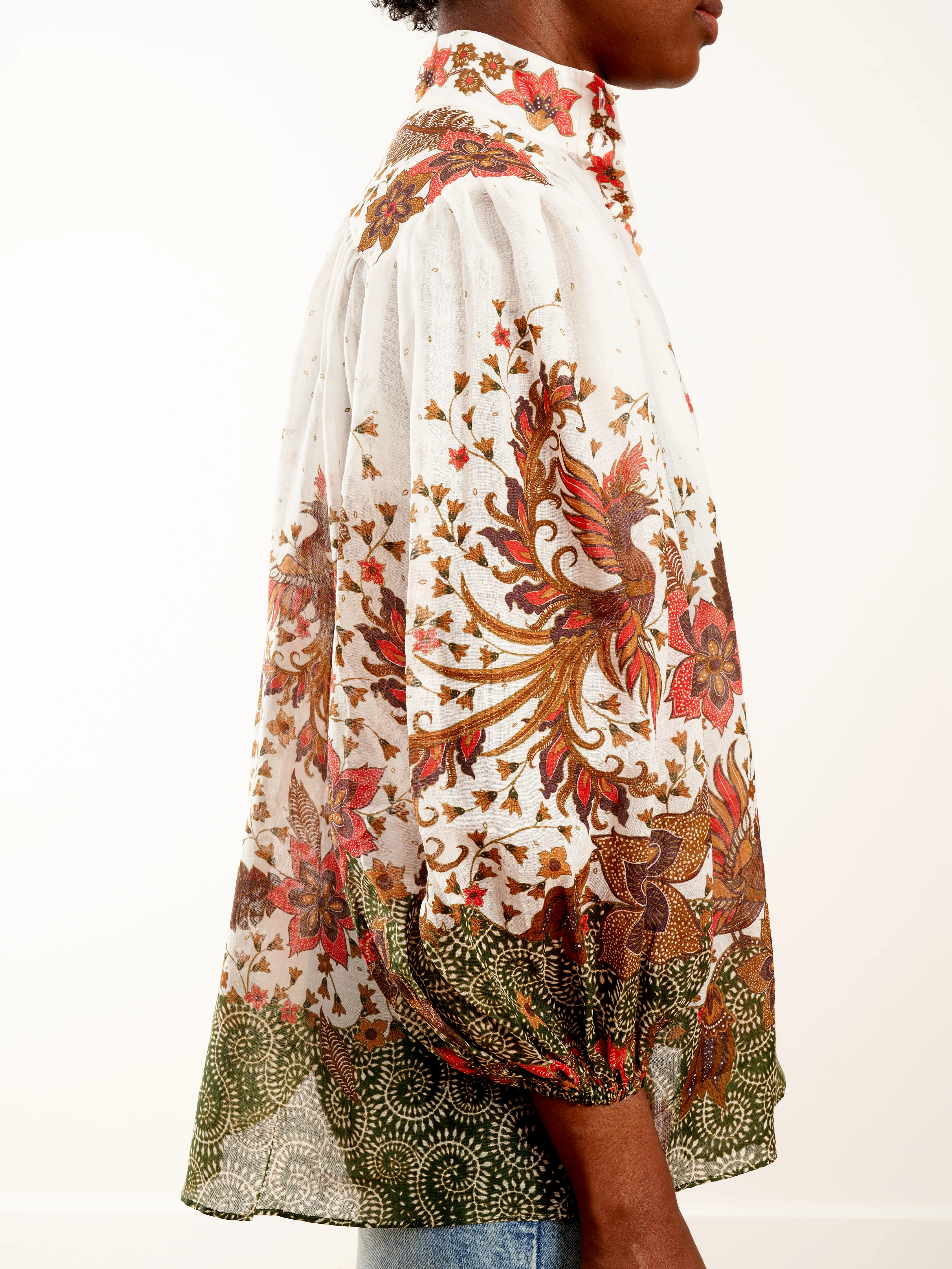 empire batik blouse - khaki batik - Image 4
