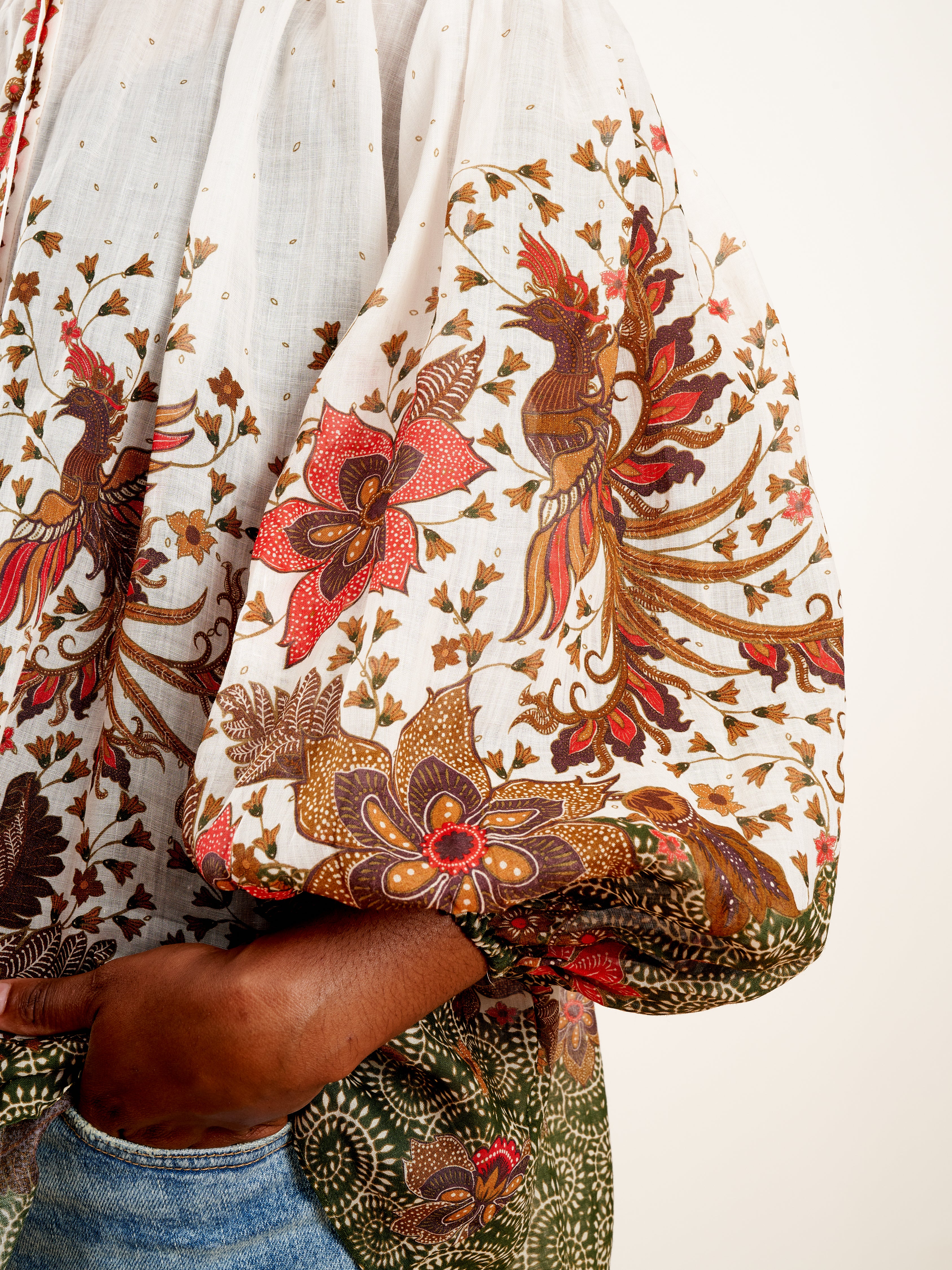 empire batik blouse - khaki batik - Image 7