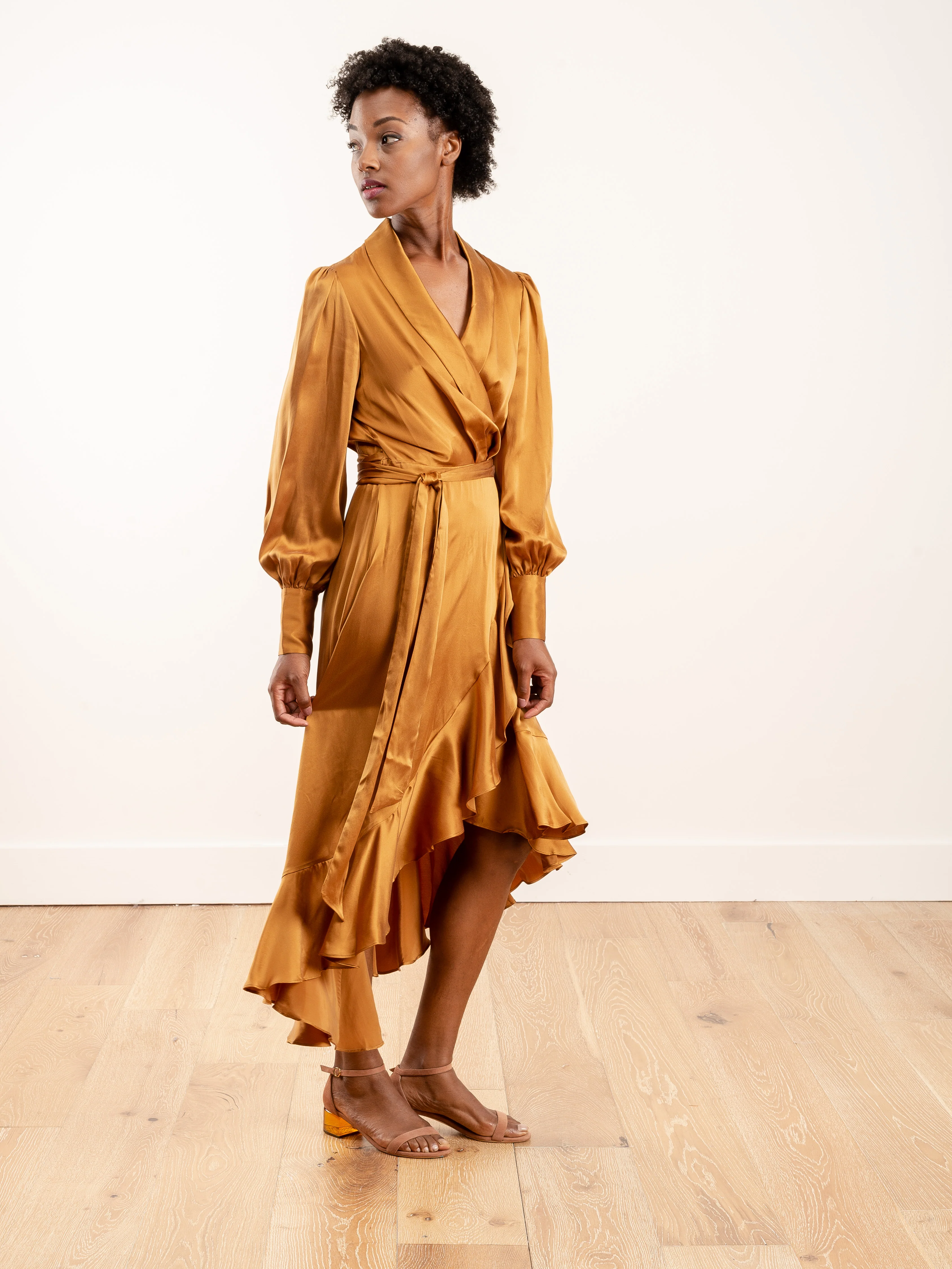 espionage silk wrap midi - broonze - Image 2