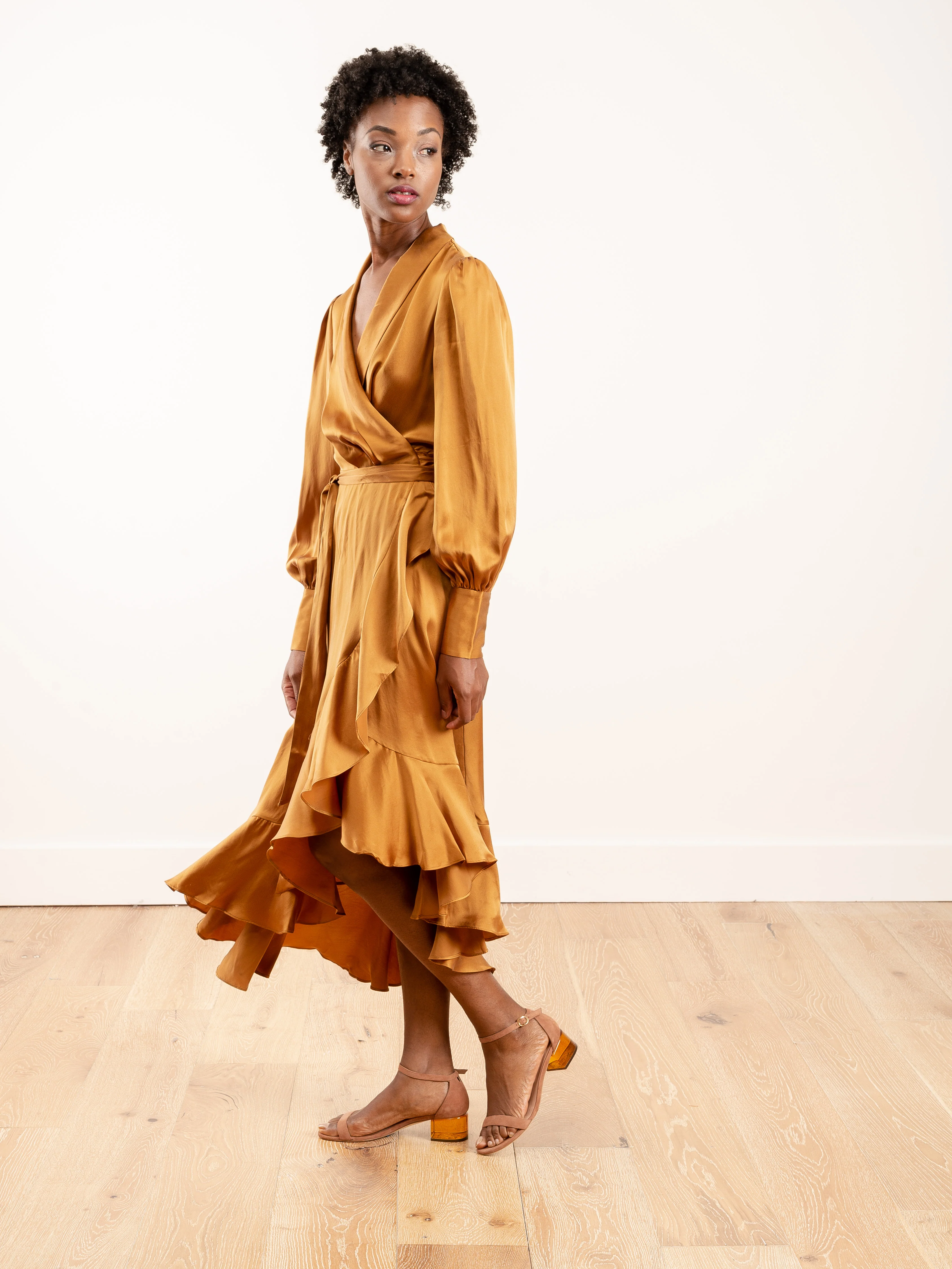 espionage silk wrap midi - broonze - Image 3