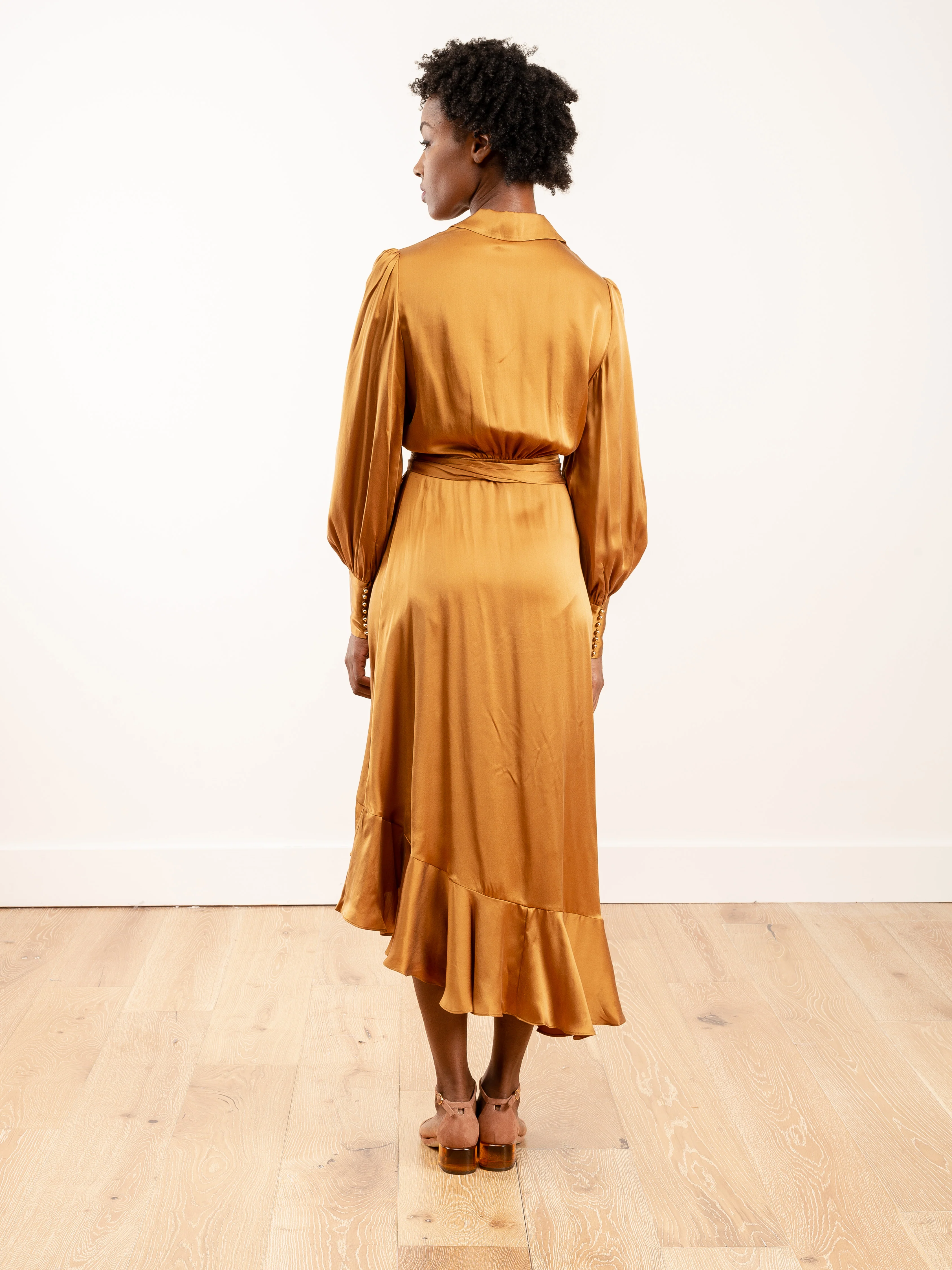 espionage silk wrap midi - broonze - Image 4