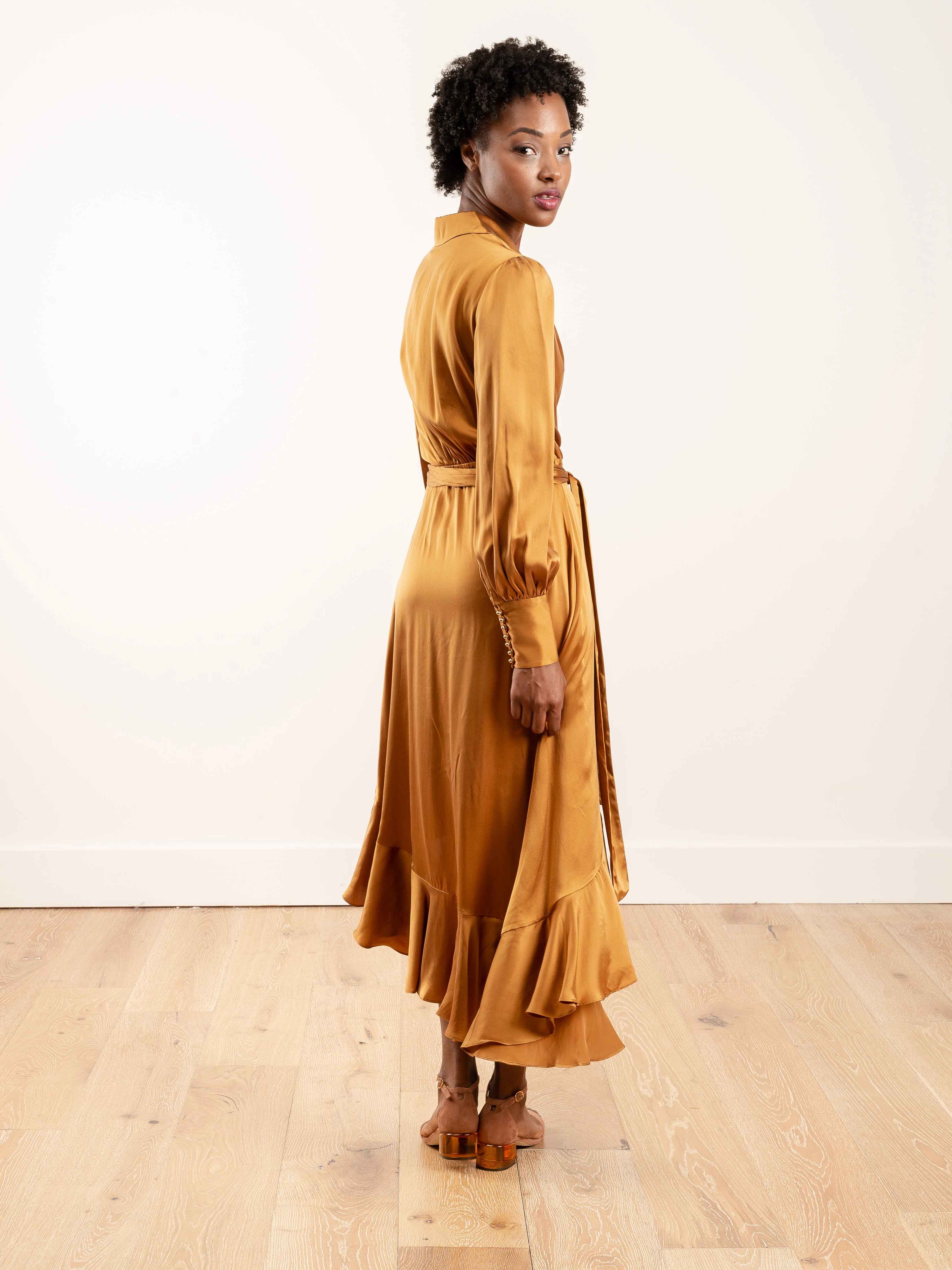 espionage silk wrap midi - broonze - Image 5