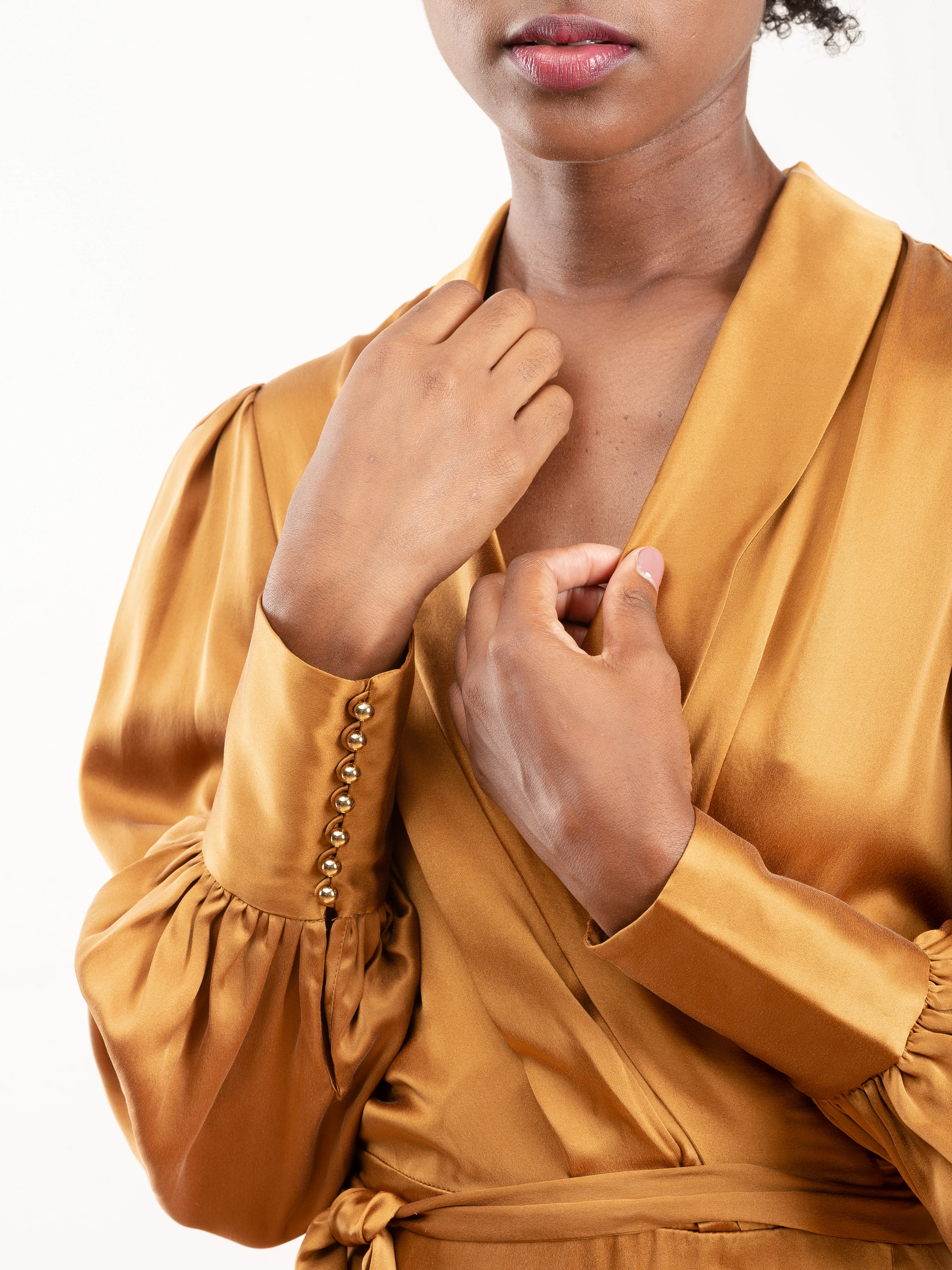espionage silk wrap midi - broonze - Image 6