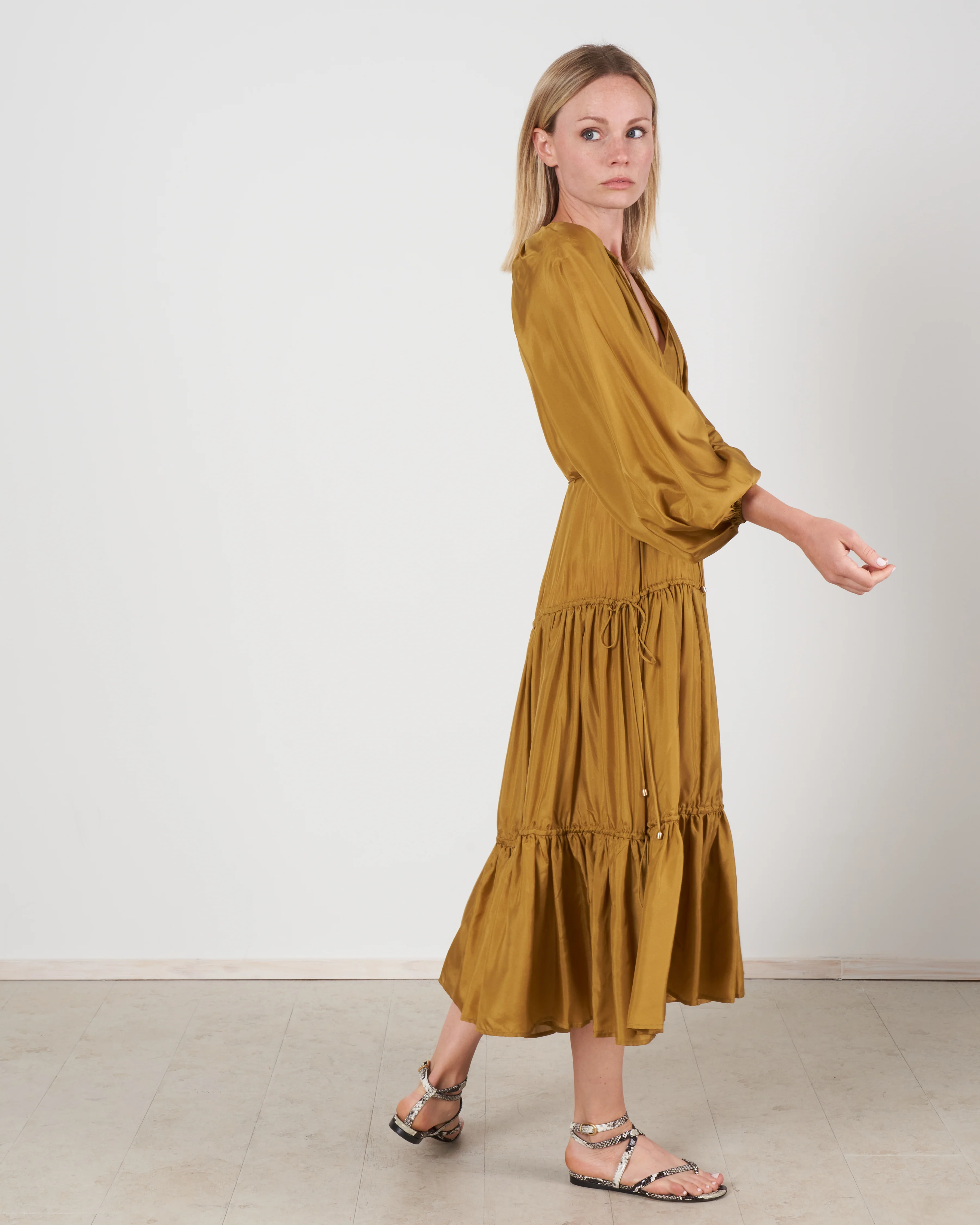 estelle tiered midi dress - olive olv - Image 2
