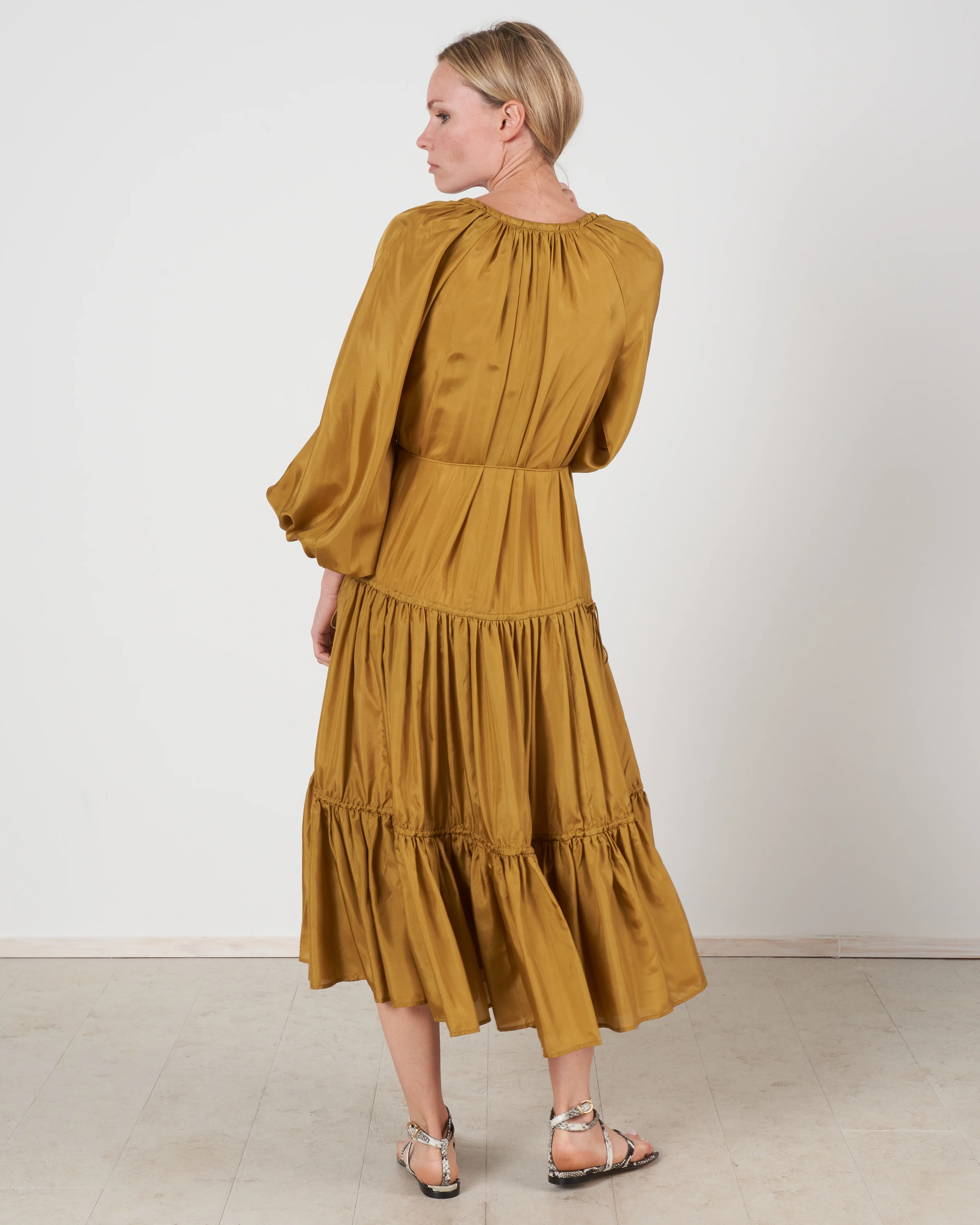 estelle tiered midi dress - olive olv - Image 3