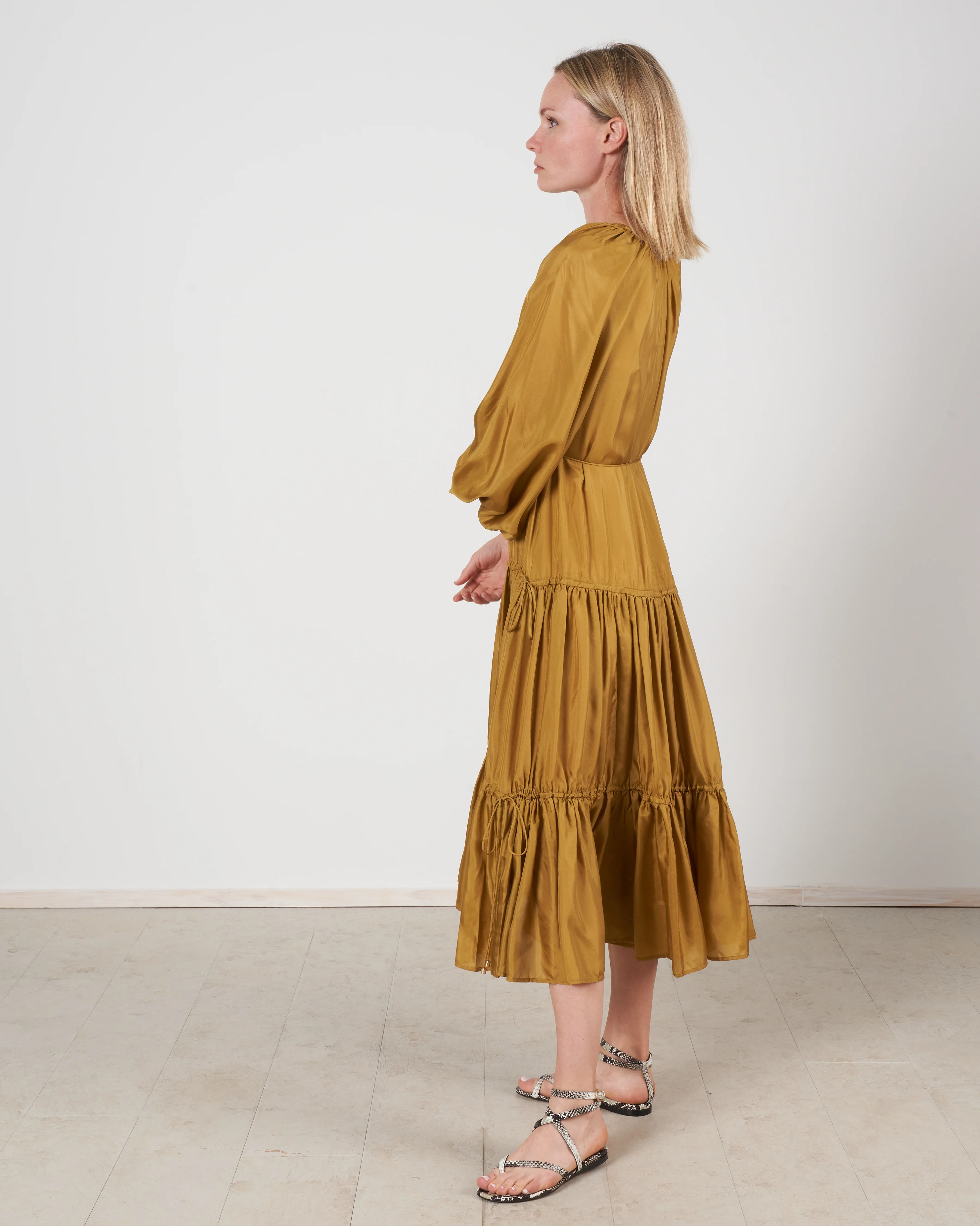 estelle tiered midi dress - olive olv - Image 5