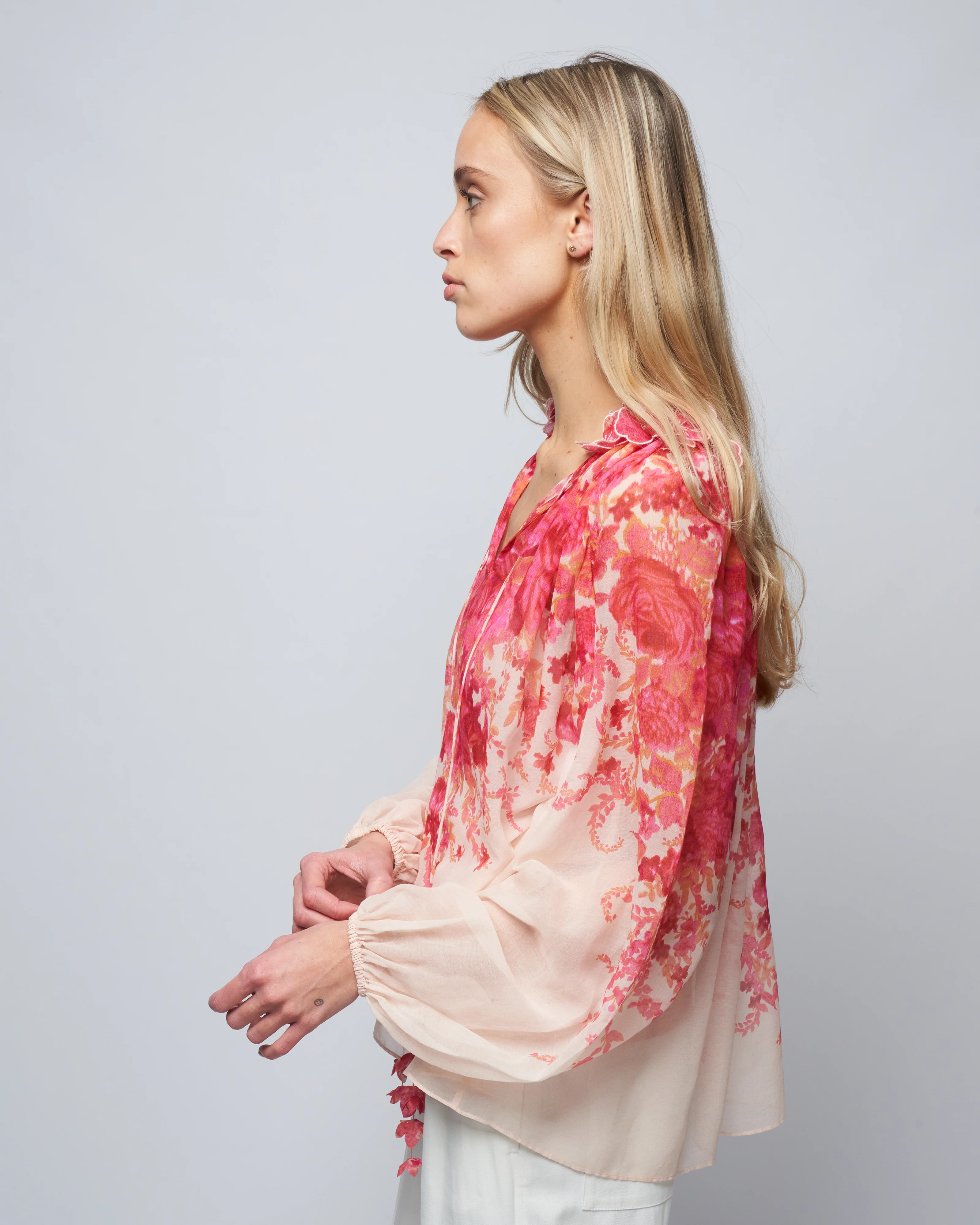 high tide billow blouse - pink ikat floral - Image 3