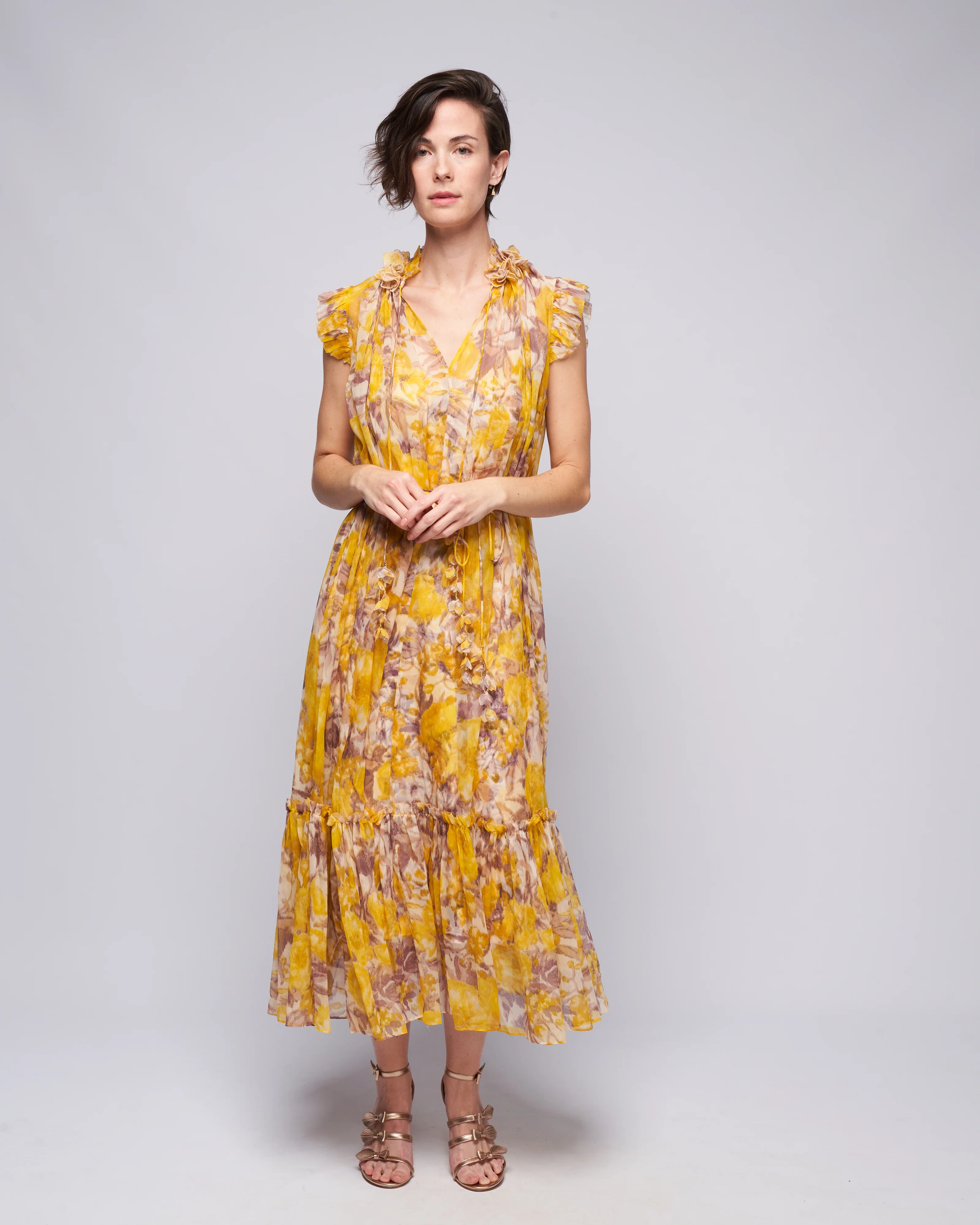 high tide flutter dress - yellow ikat floral - Image 2