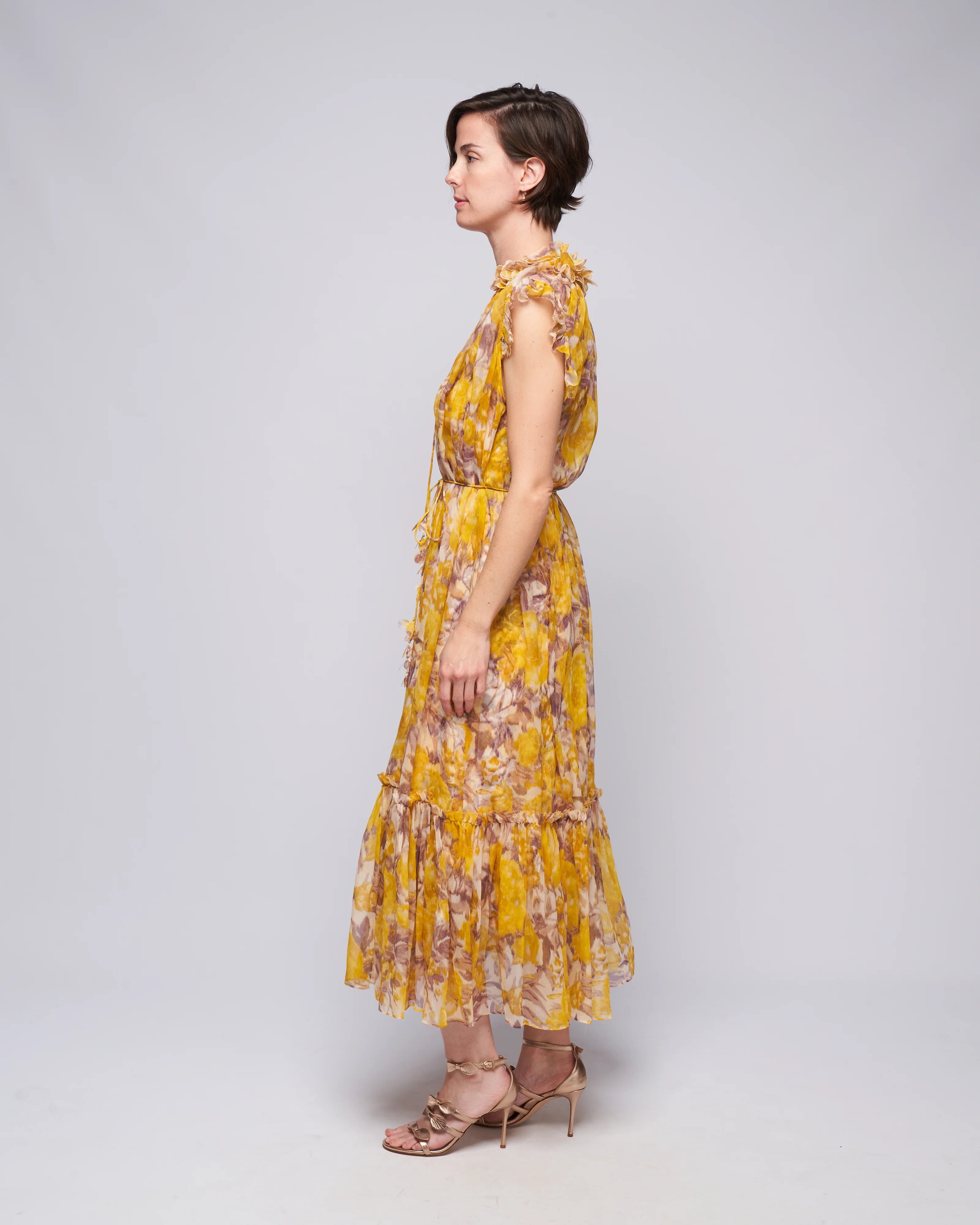 high tide flutter dress - yellow ikat floral - Image 3