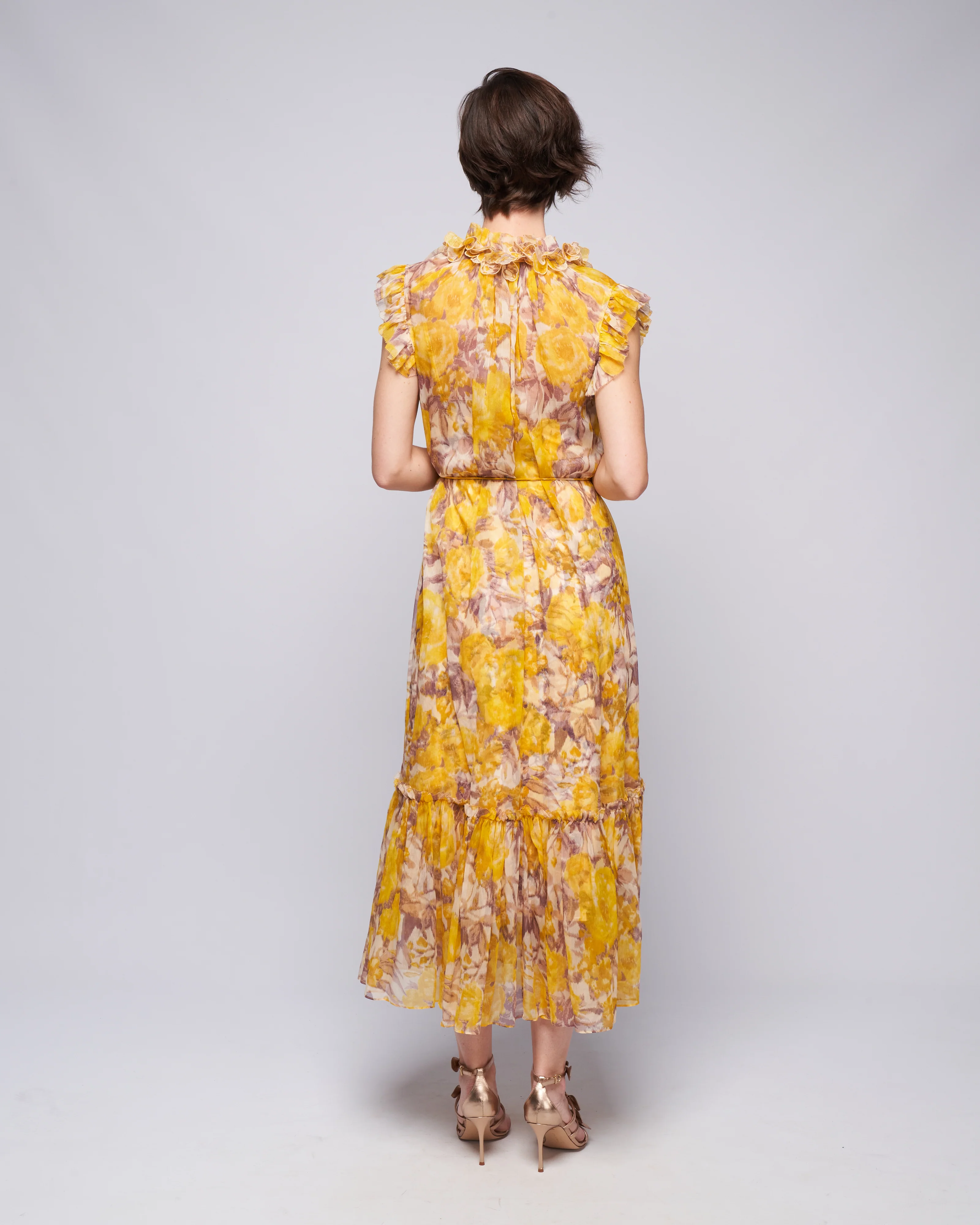 high tide flutter dress - yellow ikat floral - Image 4