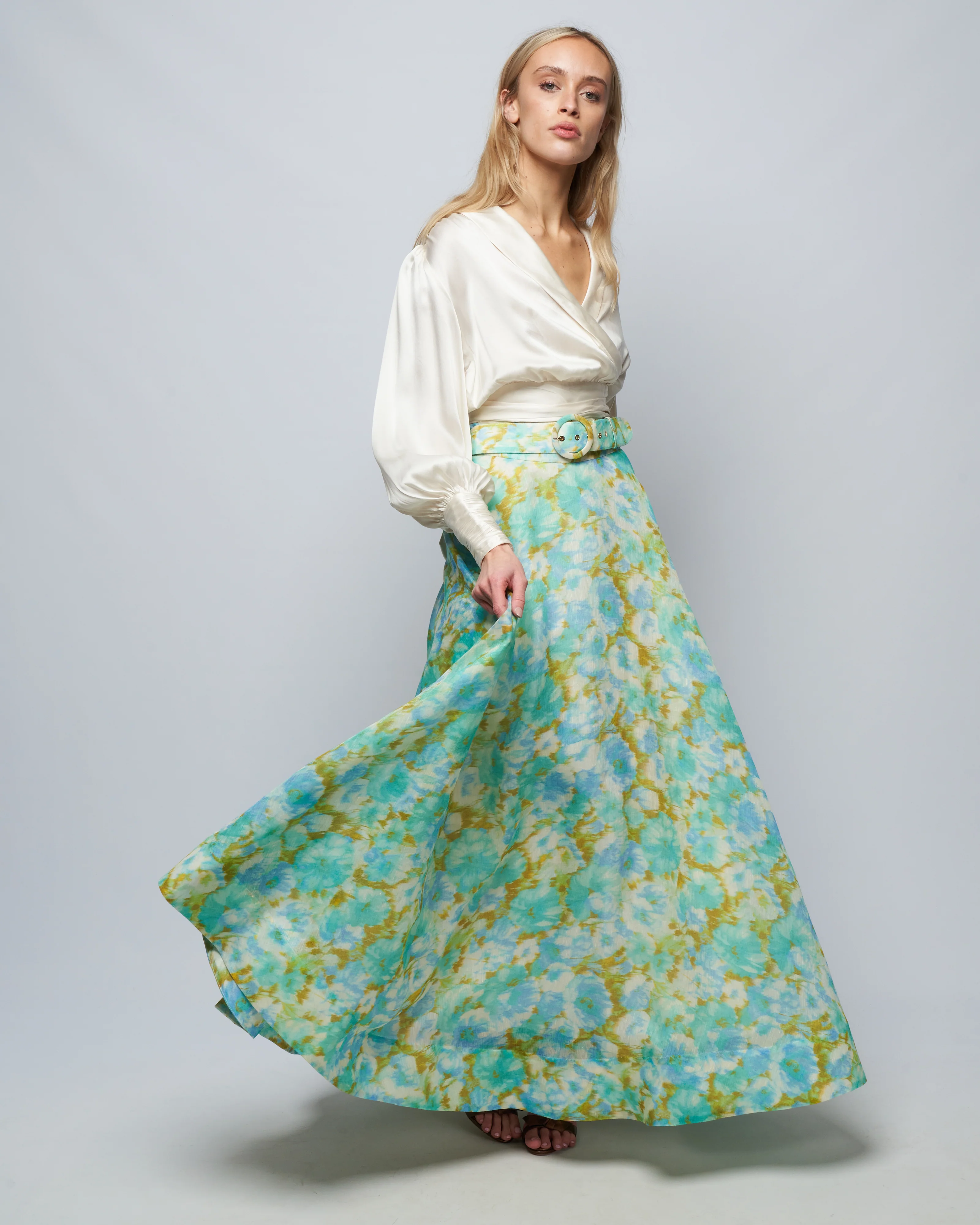 high tide ikat maxi skirt - aqua ikat floral - Image 2