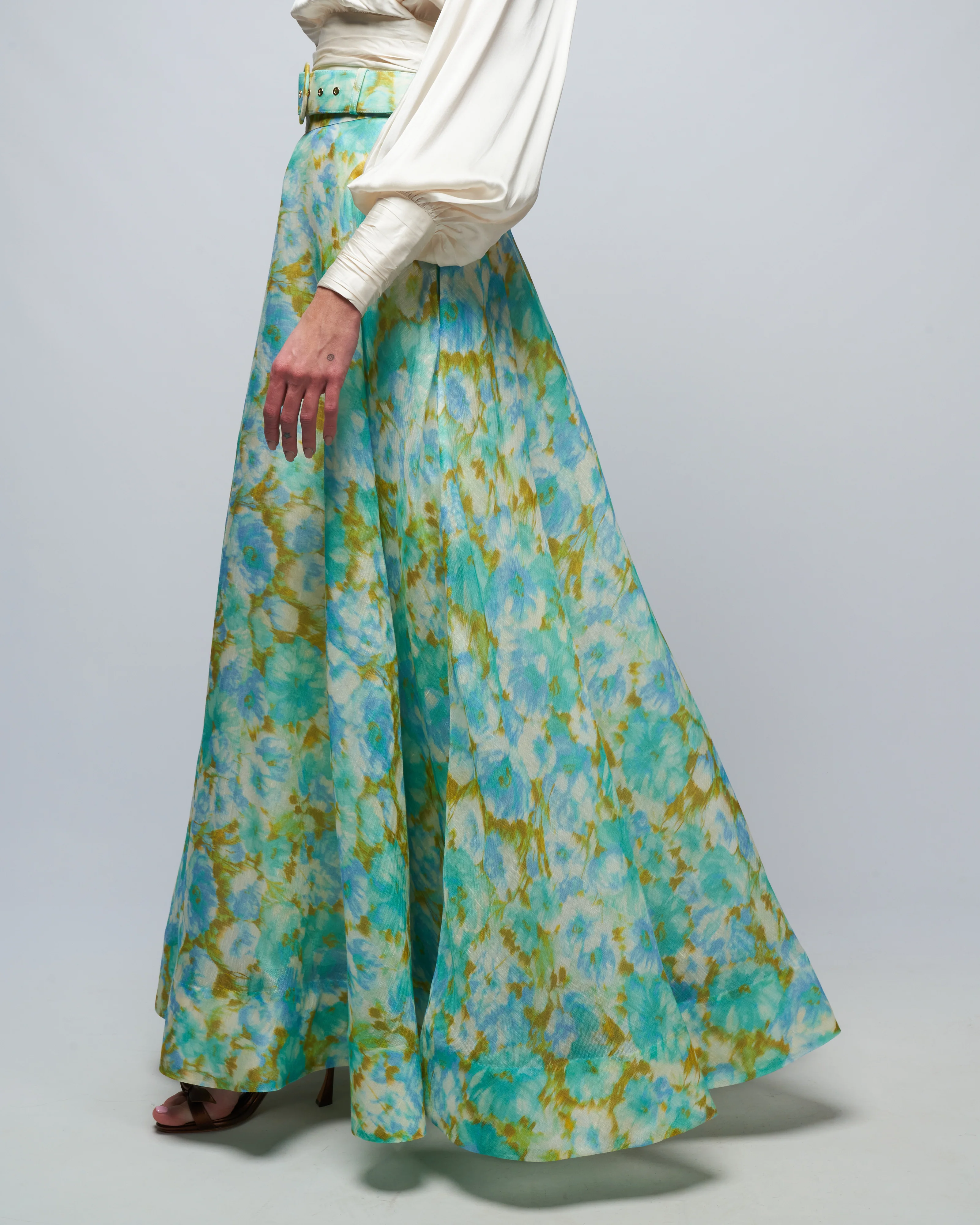 high tide ikat maxi skirt - aqua ikat floral - Image 3
