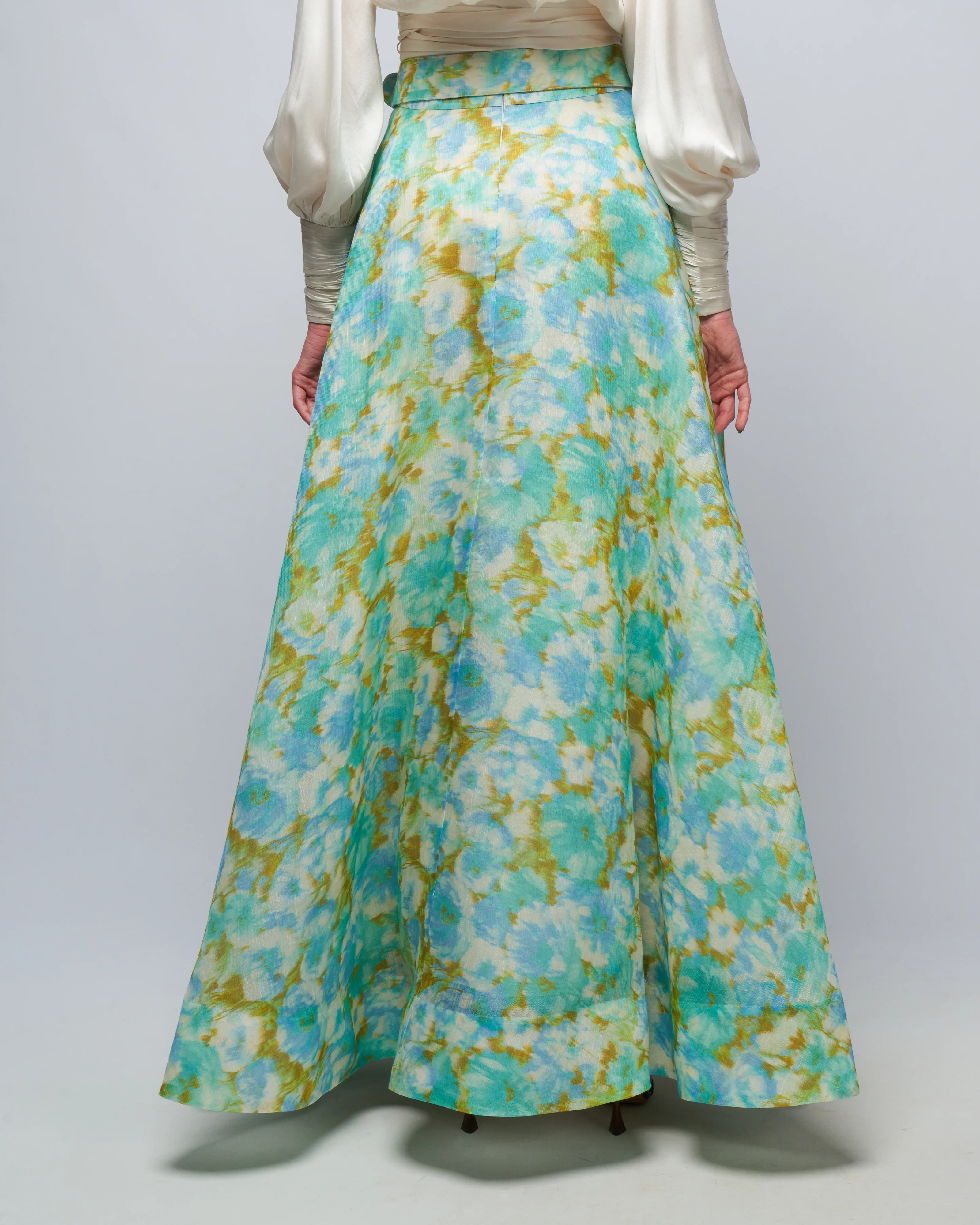 high tide ikat maxi skirt - aqua ikat floral - Image 4