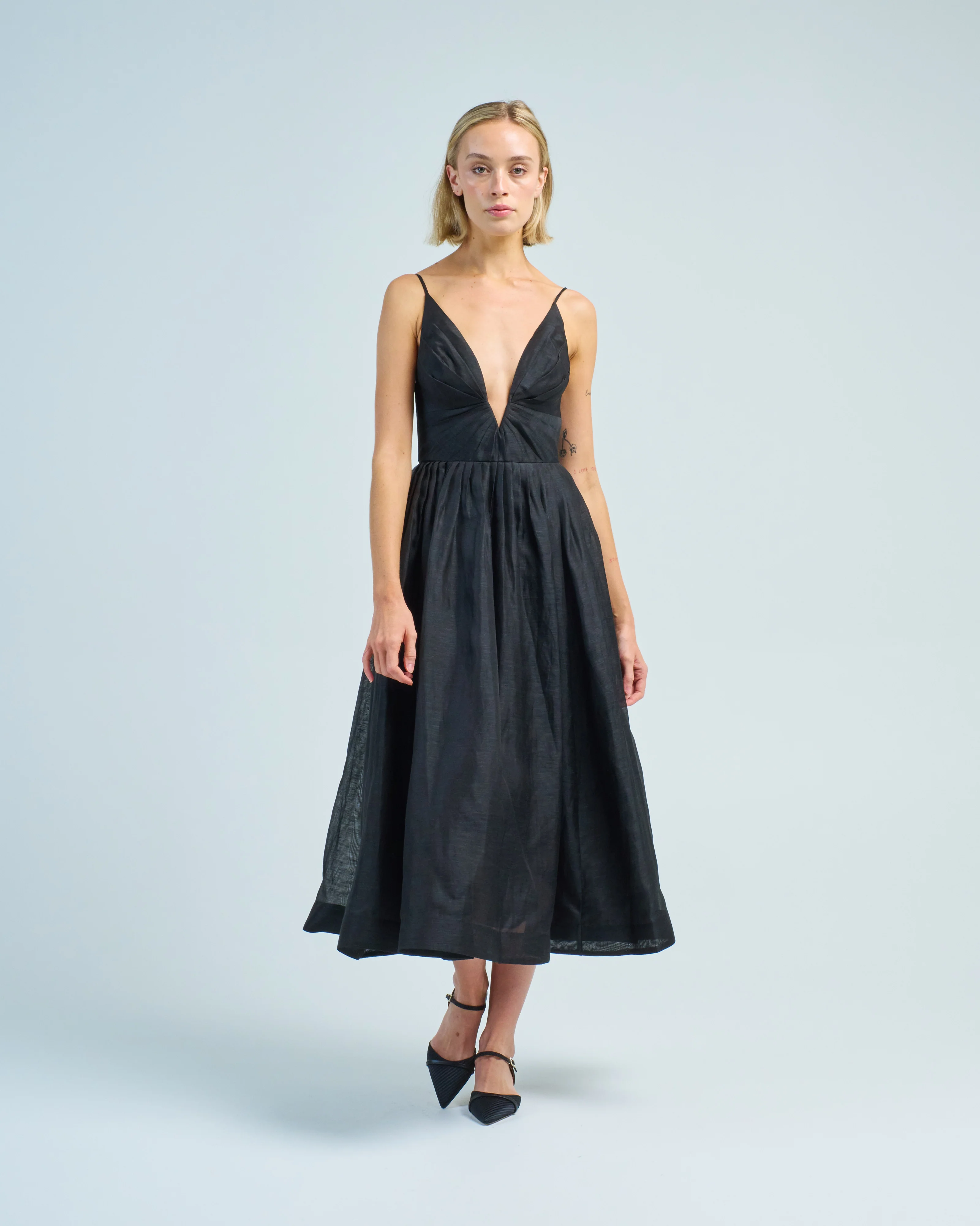 illustration v neck midi dress - Image 3