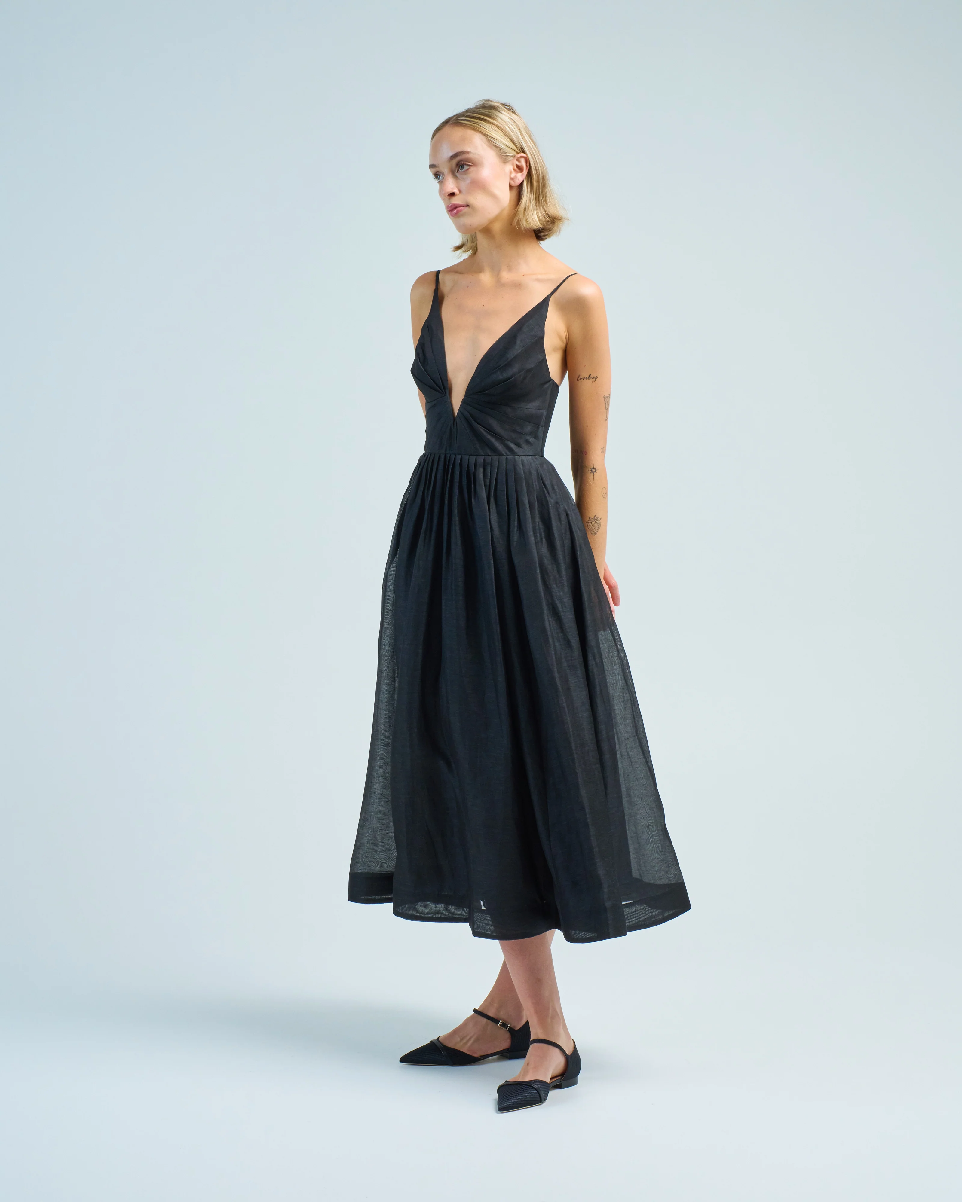 illustration v neck midi dress - Image 4