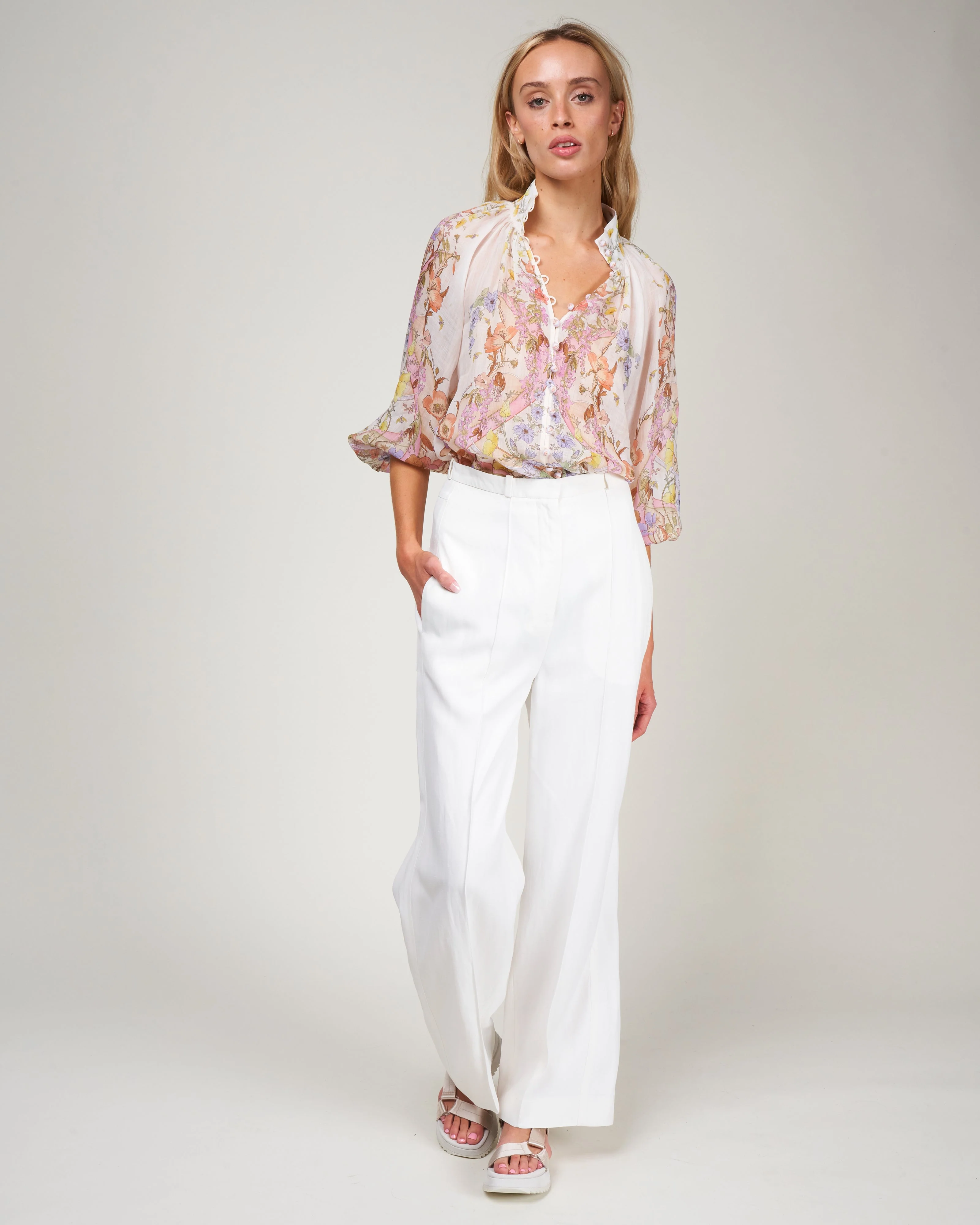 jeannie bracelet billow blouse - floral swirl - Image 2