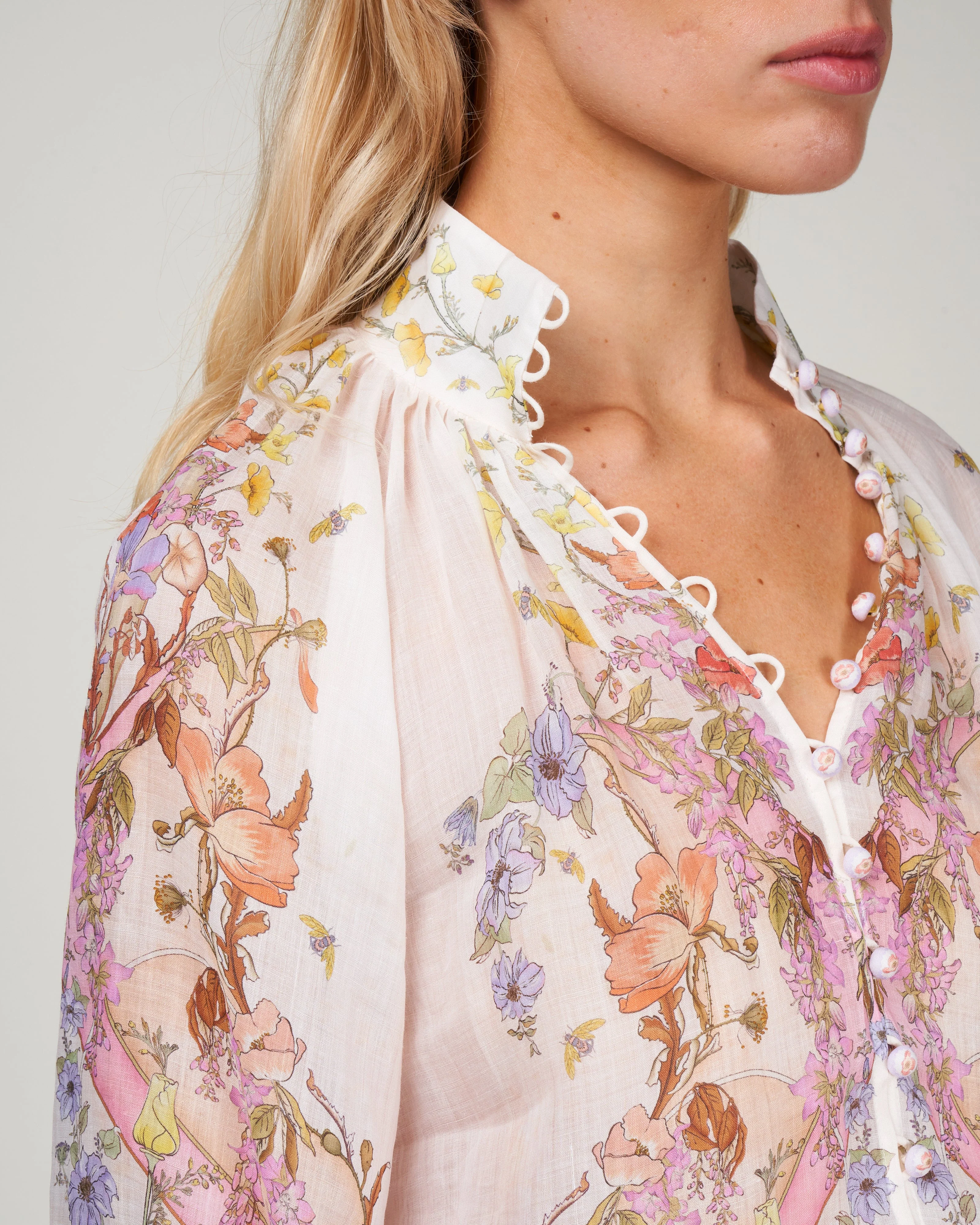 jeannie bracelet billow blouse - floral swirl - Image 5