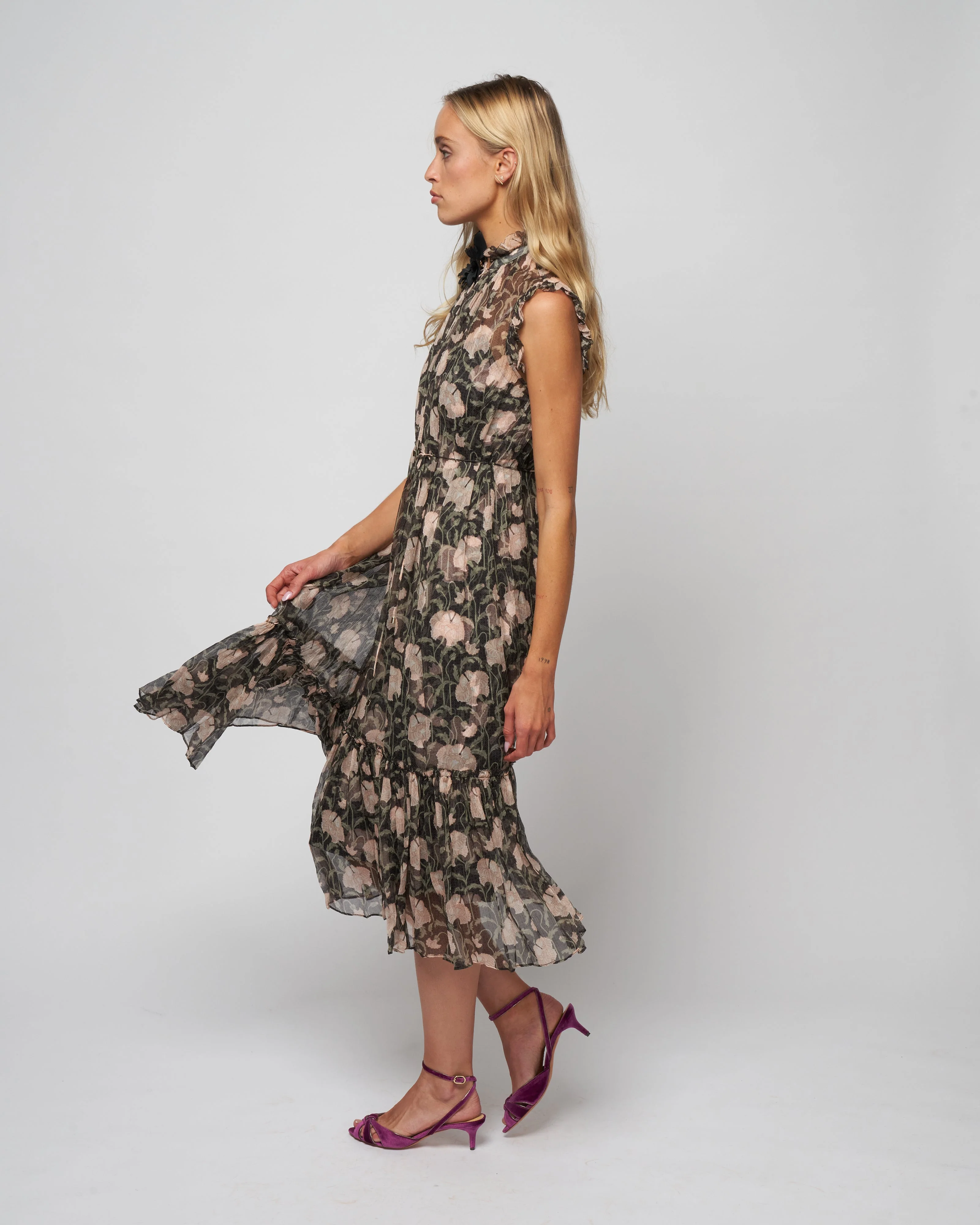 kaleidoscope flutter dress - charcoal poppy - Image 2