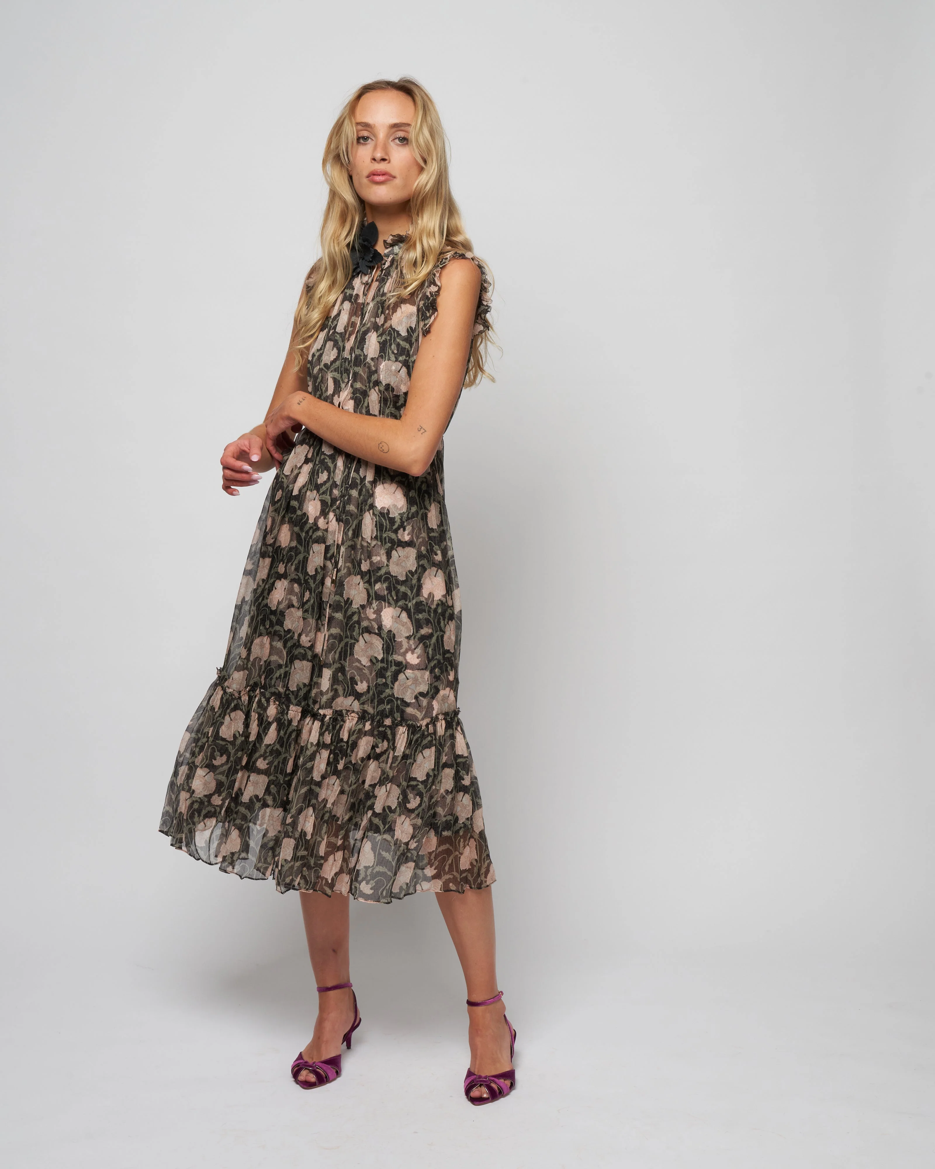 kaleidoscope flutter dress - charcoal poppy - Image 3