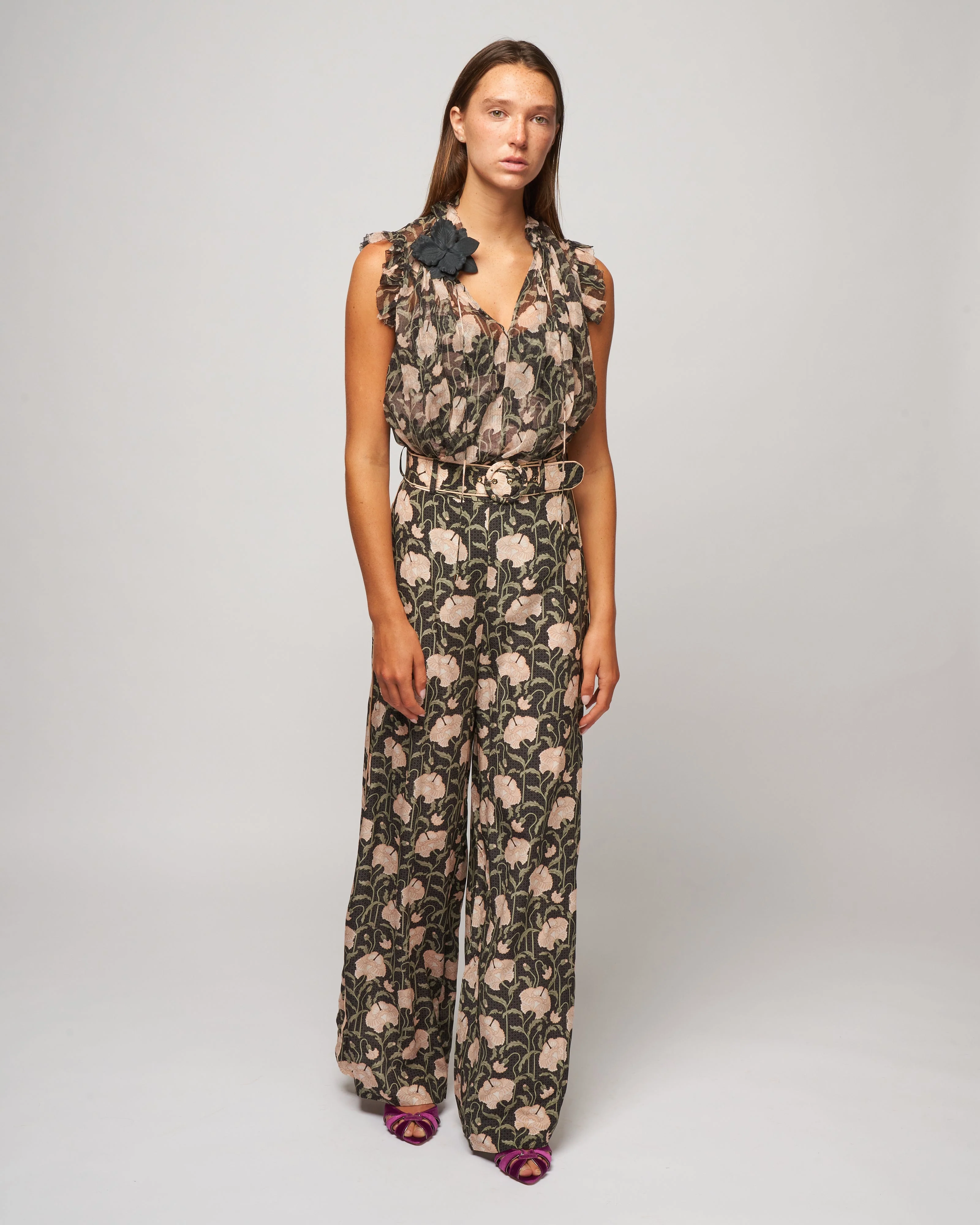 kaleidoscope frilled tank - charcoal poppy - Image 2
