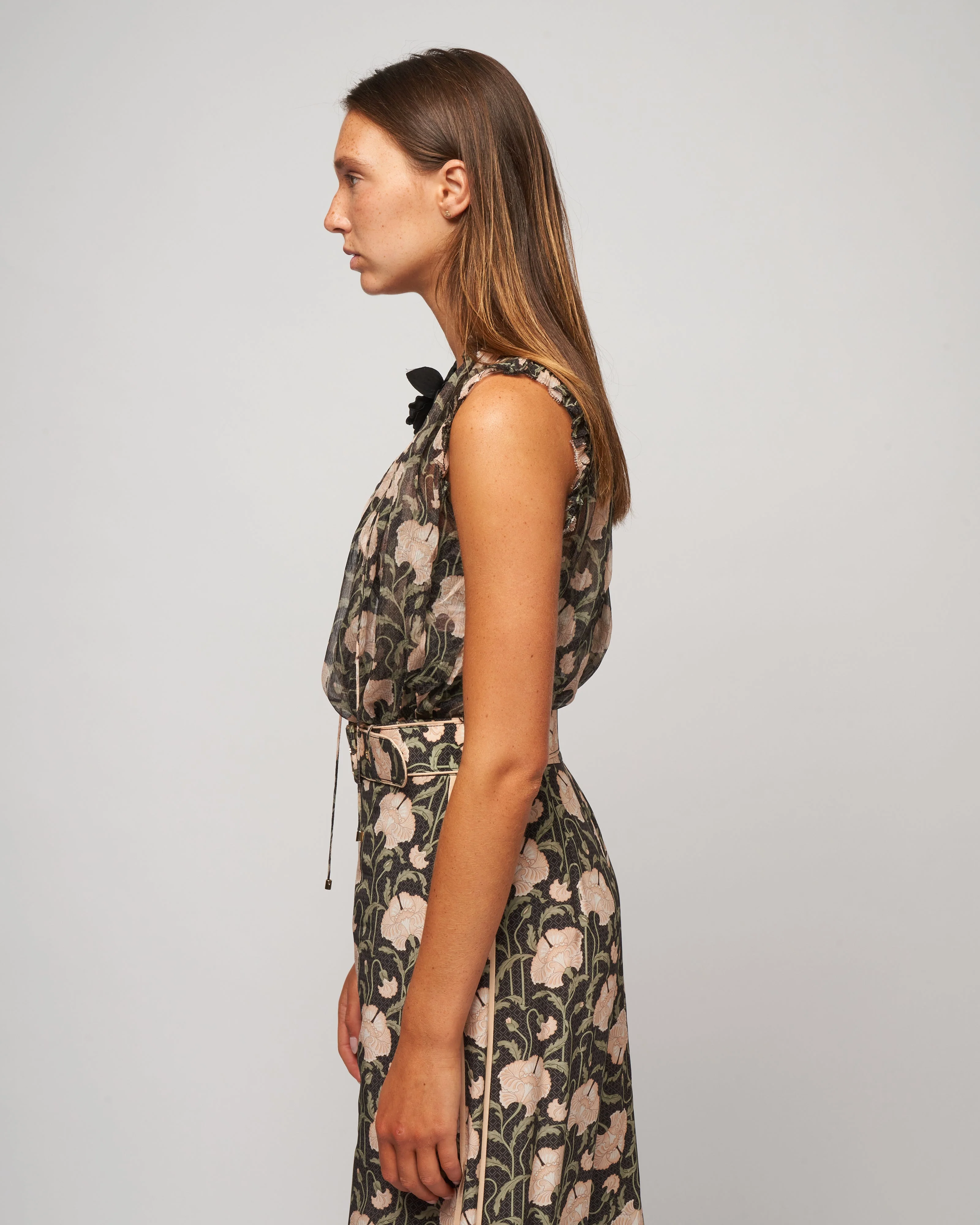 kaleidoscope frilled tank - charcoal poppy - Image 3