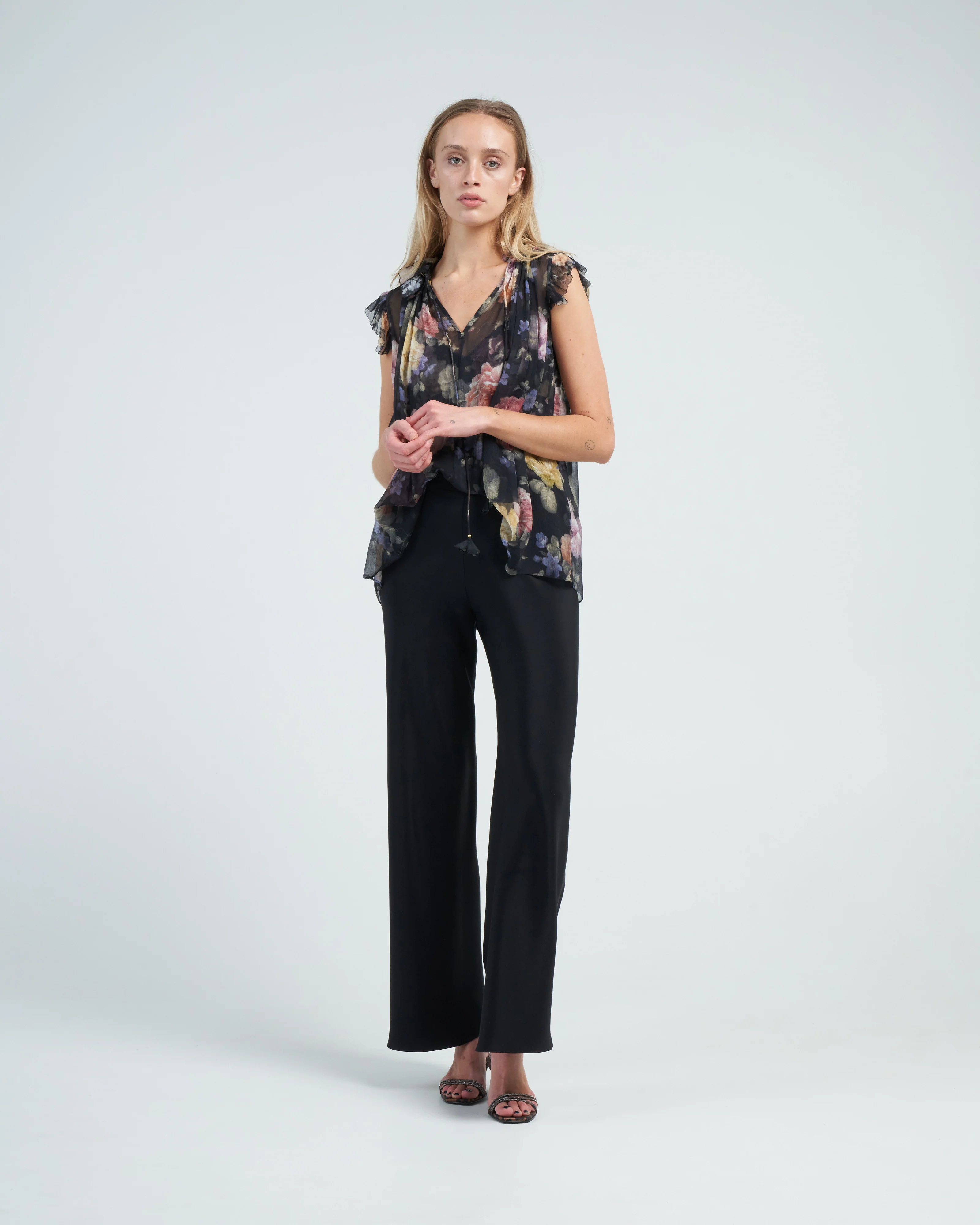 luminosity frilled tank - multi floral black - Image 2