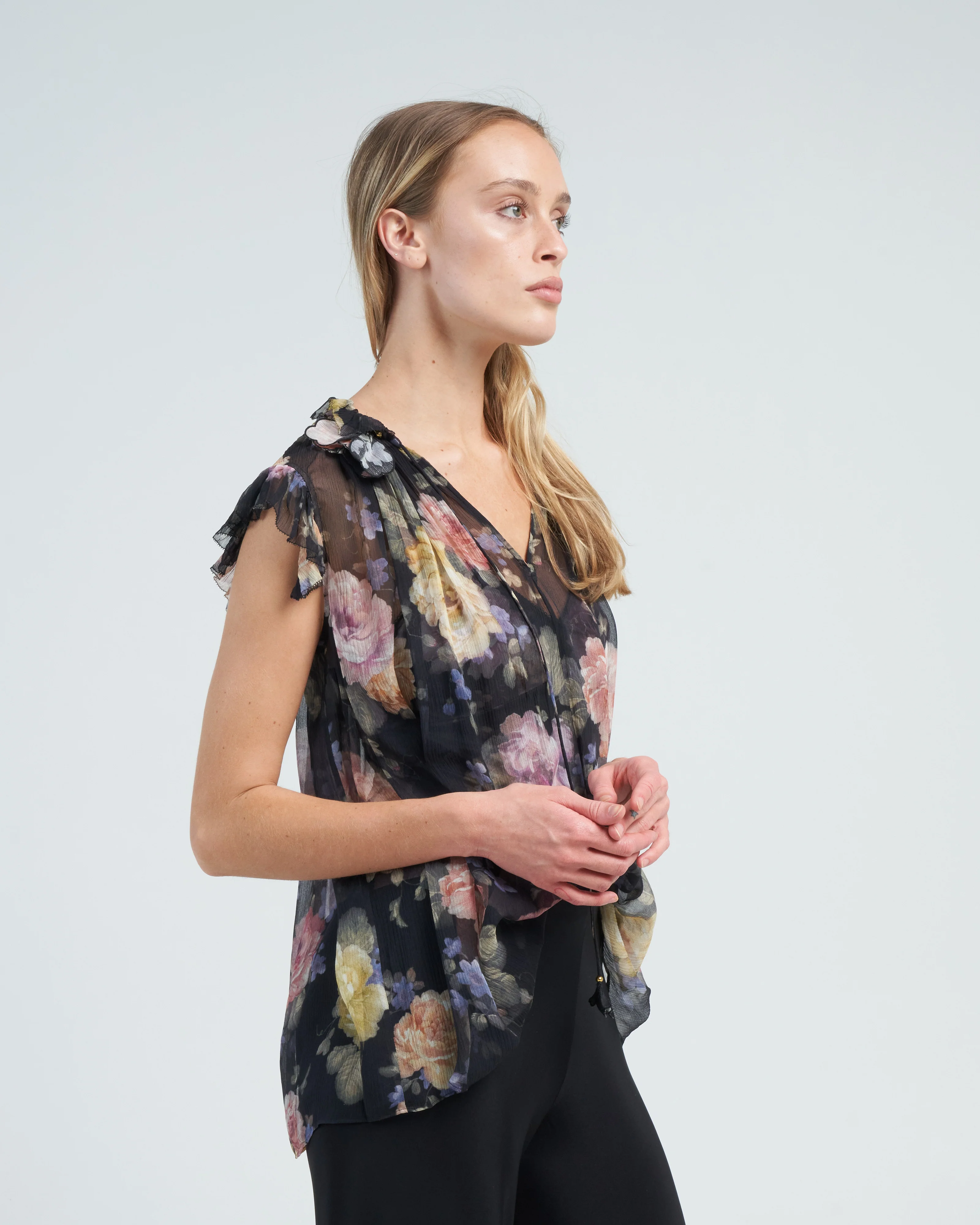 luminosity frilled tank - multi floral black - Image 3