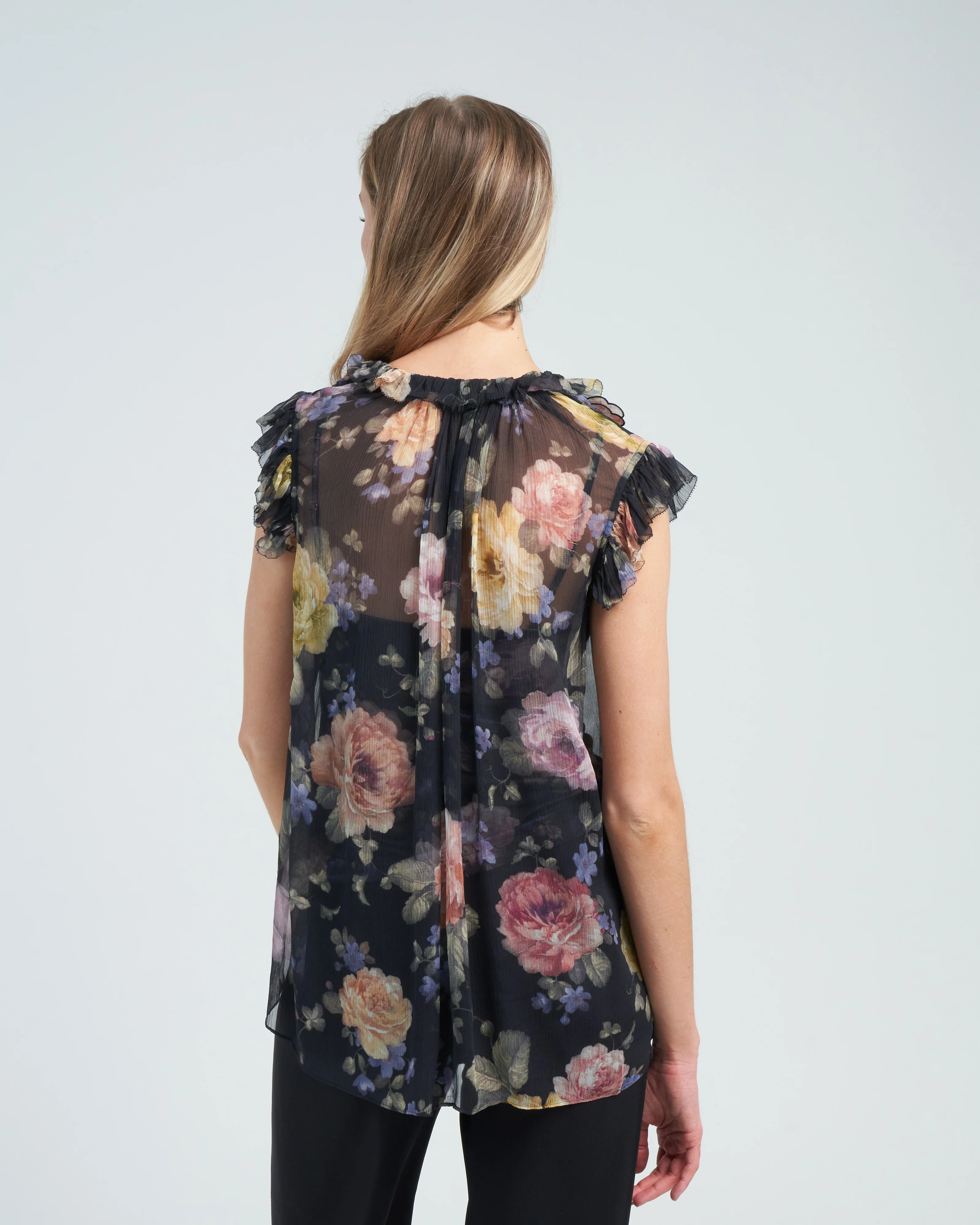 luminosity frilled tank - multi floral black - Image 4