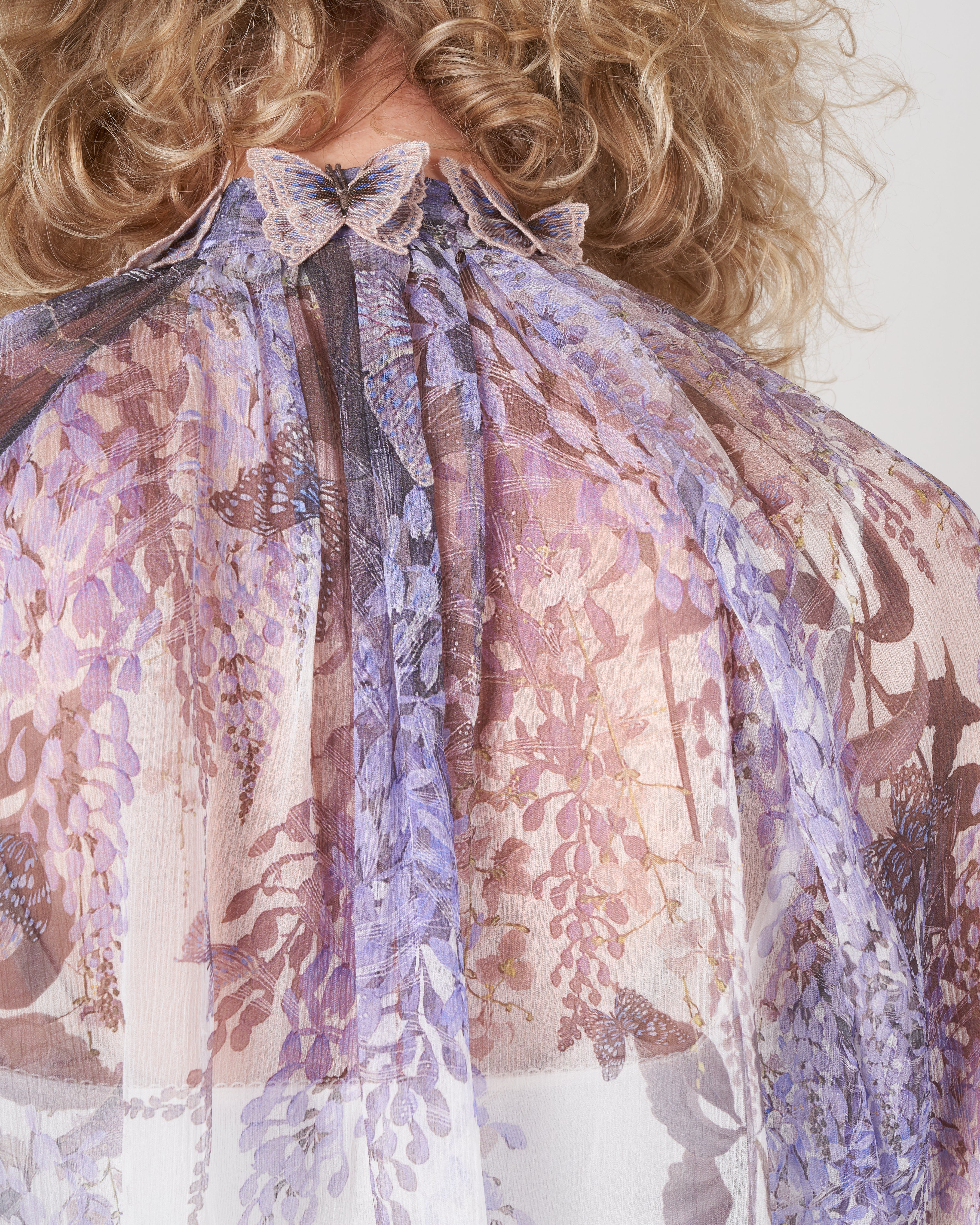 luminous lantern sleeve blouse - ivory lavender tea - Image 5