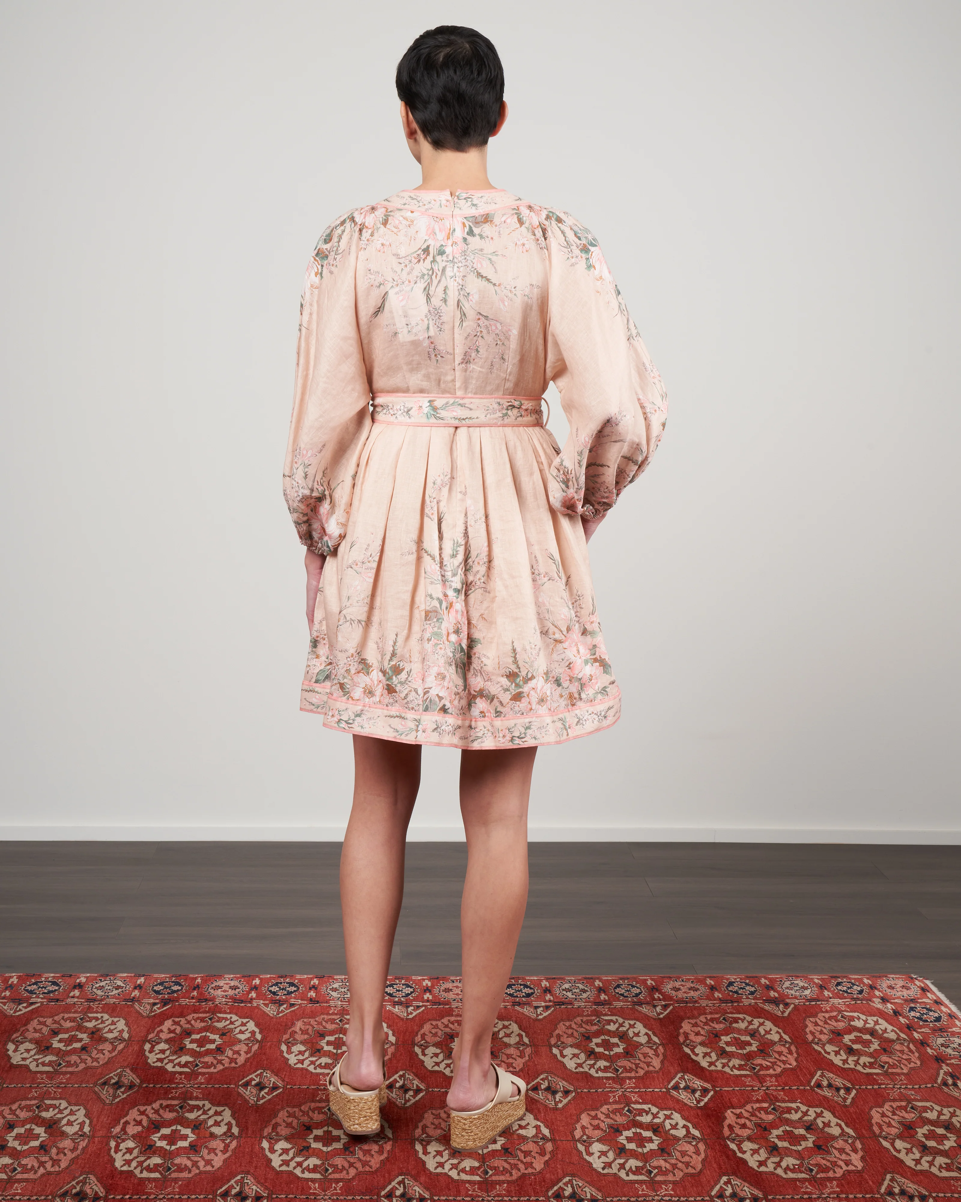 moonshine plunge mini dress - cream watercolour floral - Image 3