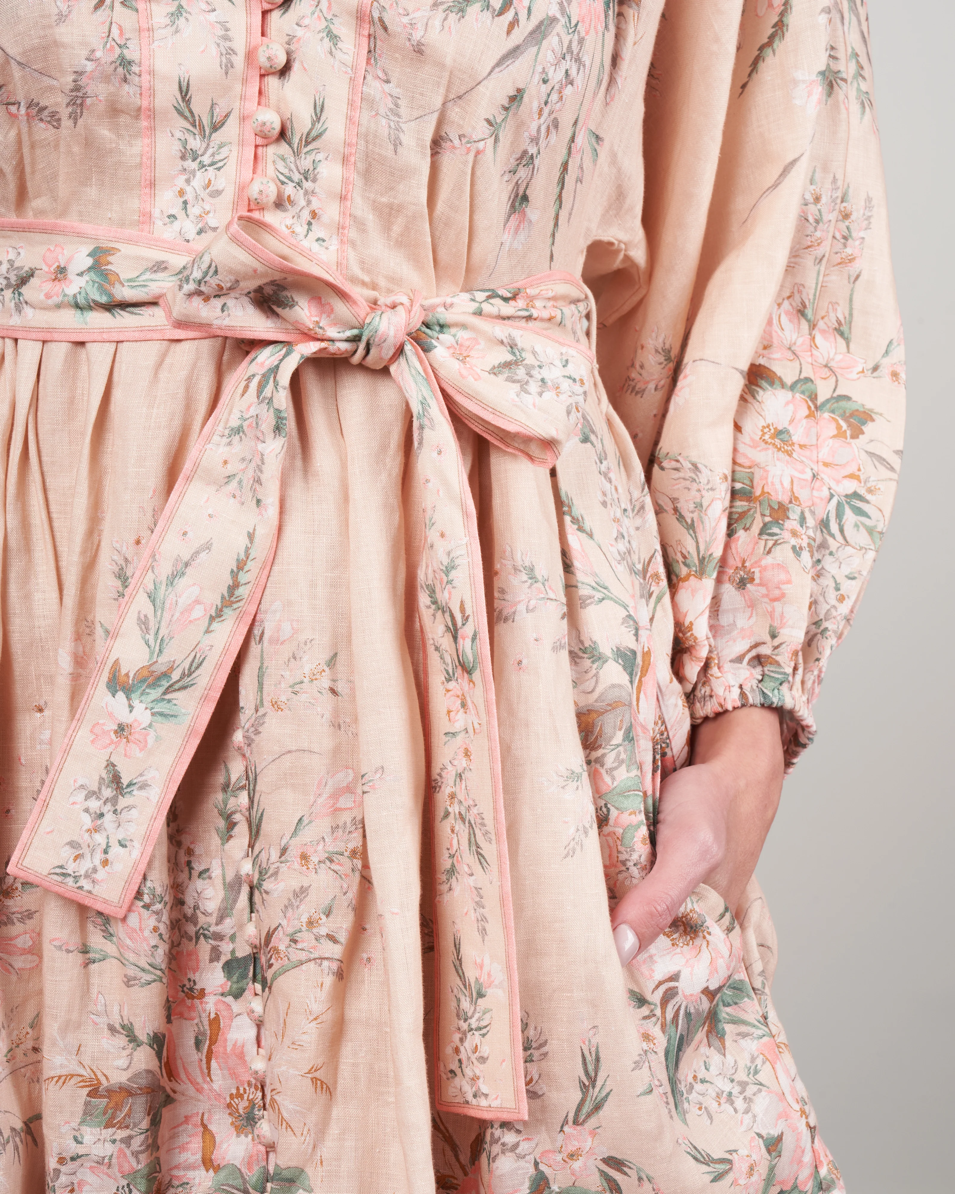 moonshine plunge mini dress - cream watercolour floral - Image 4