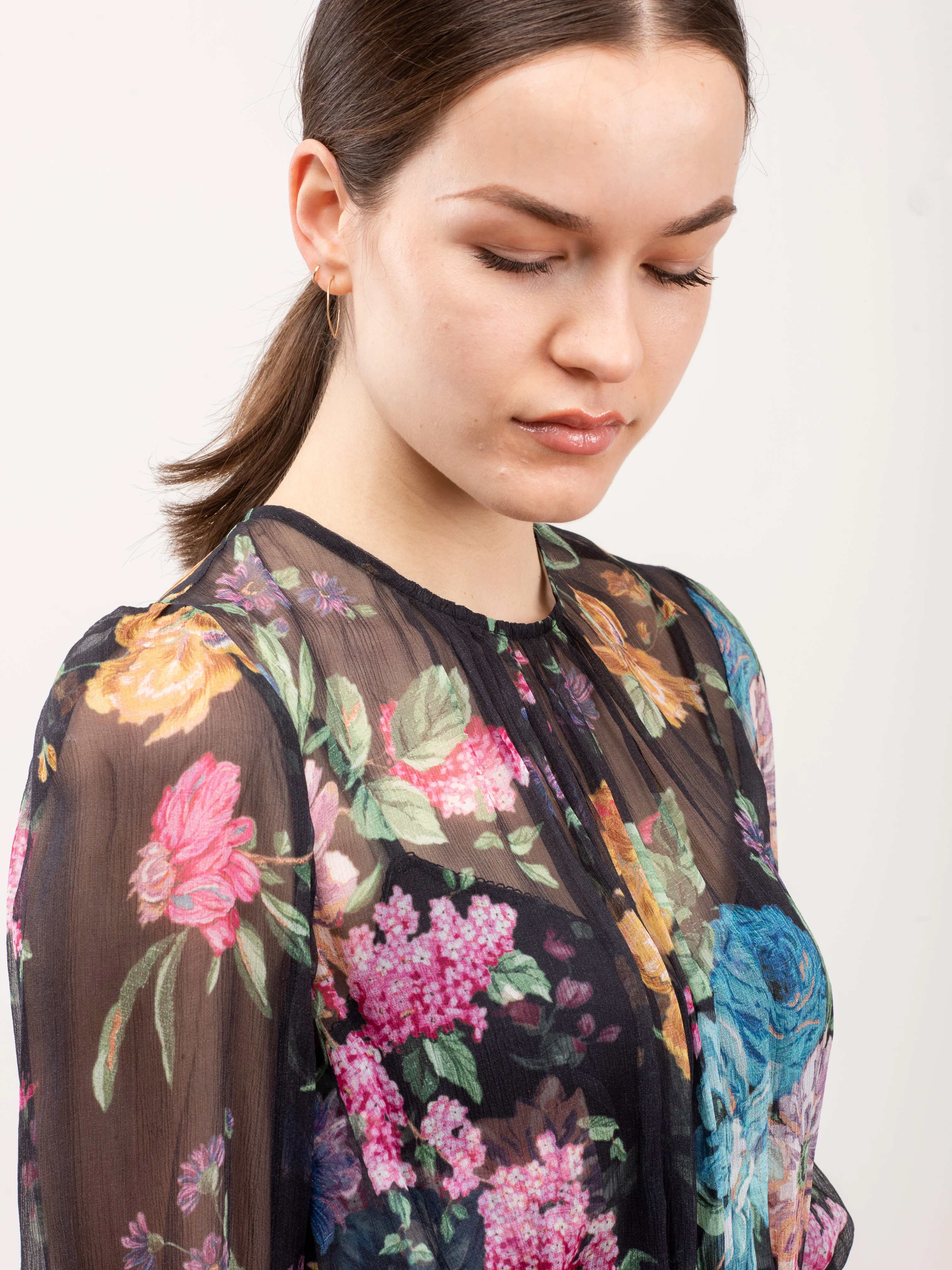 ninety-six chevron frill dress - black blossom - Image 8