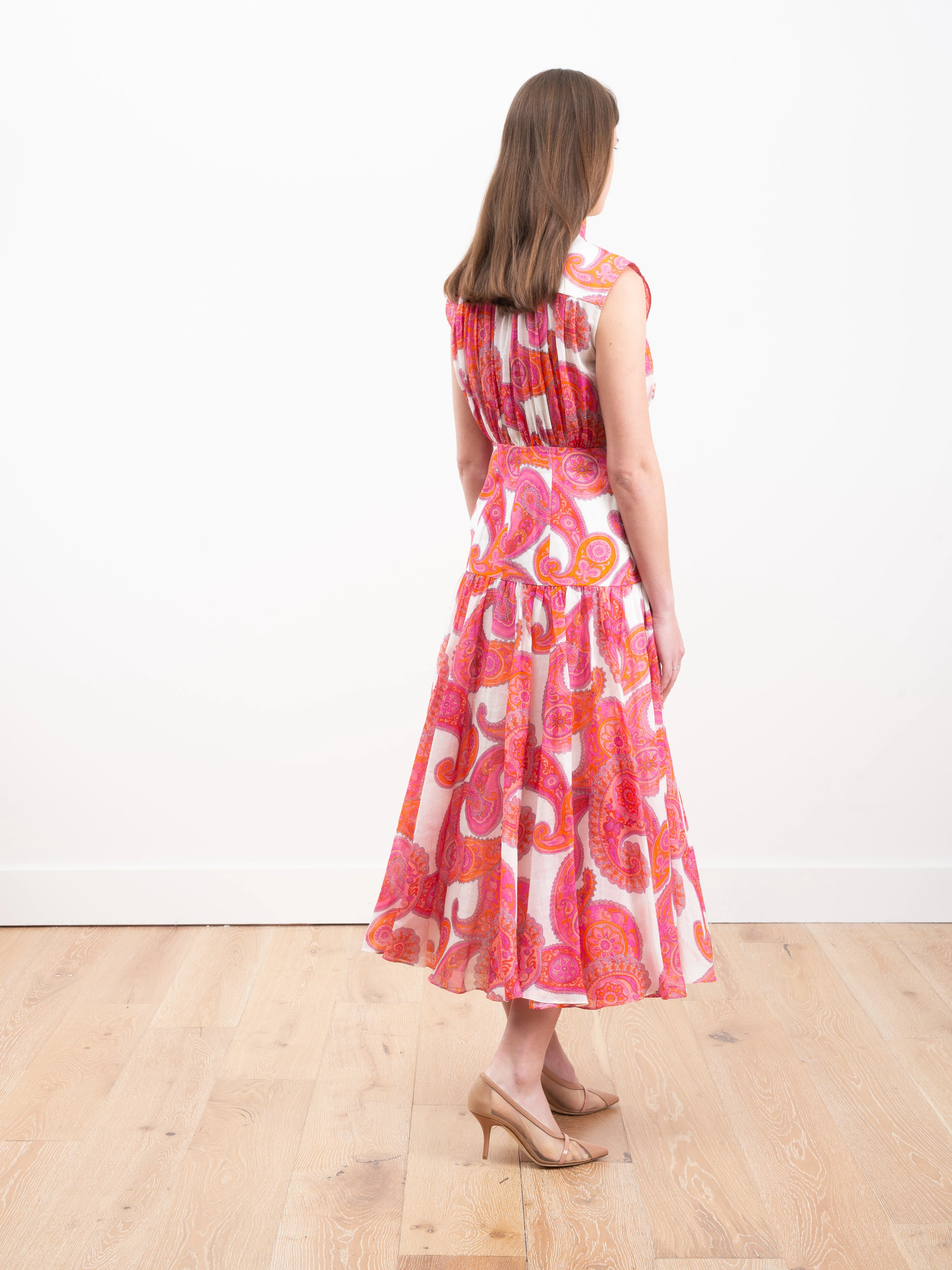 peggy sleeveless shirt dress - magenta ivory paisley - Image 4