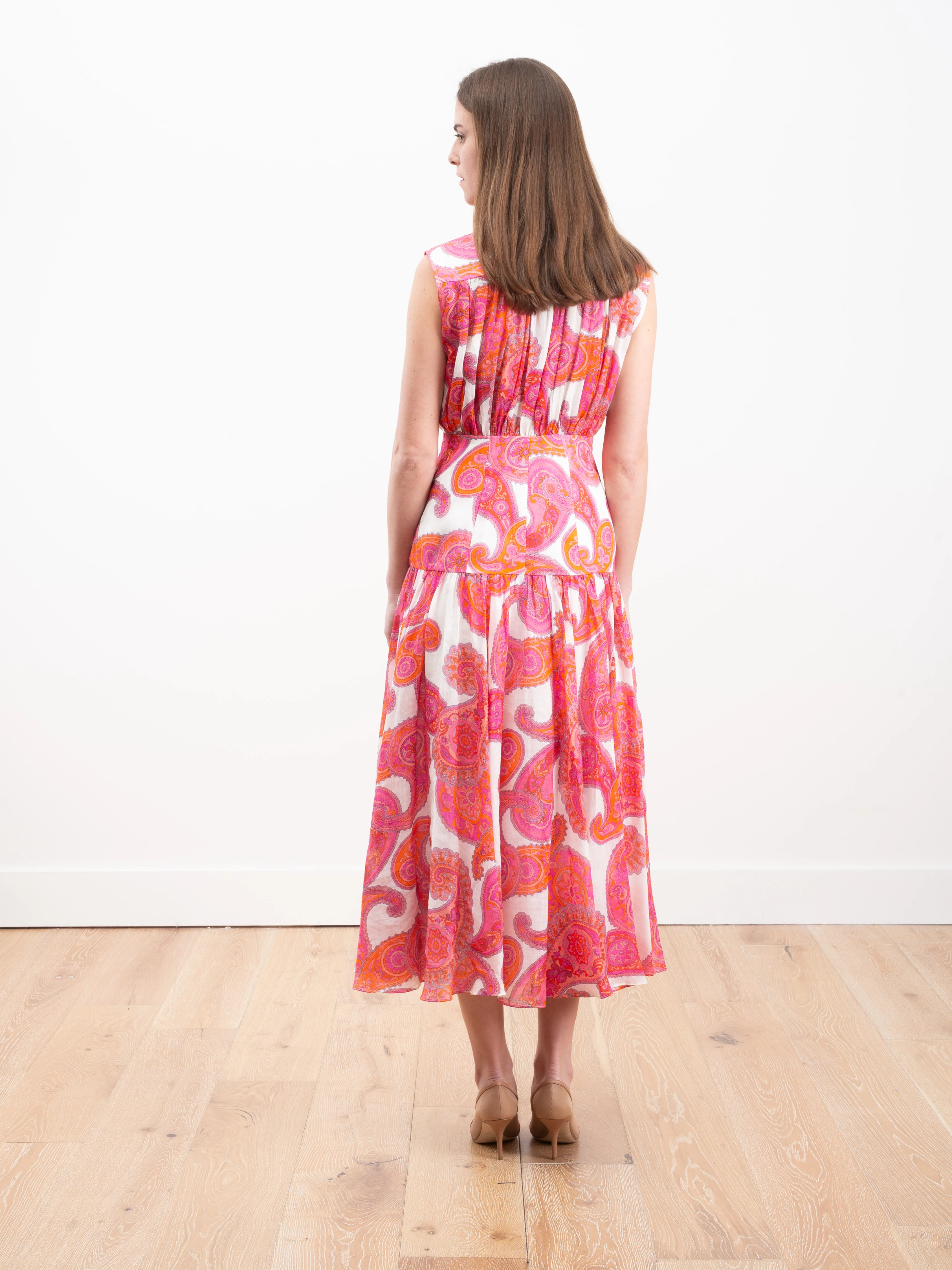 peggy sleeveless shirt dress - magenta ivory paisley - Image 5