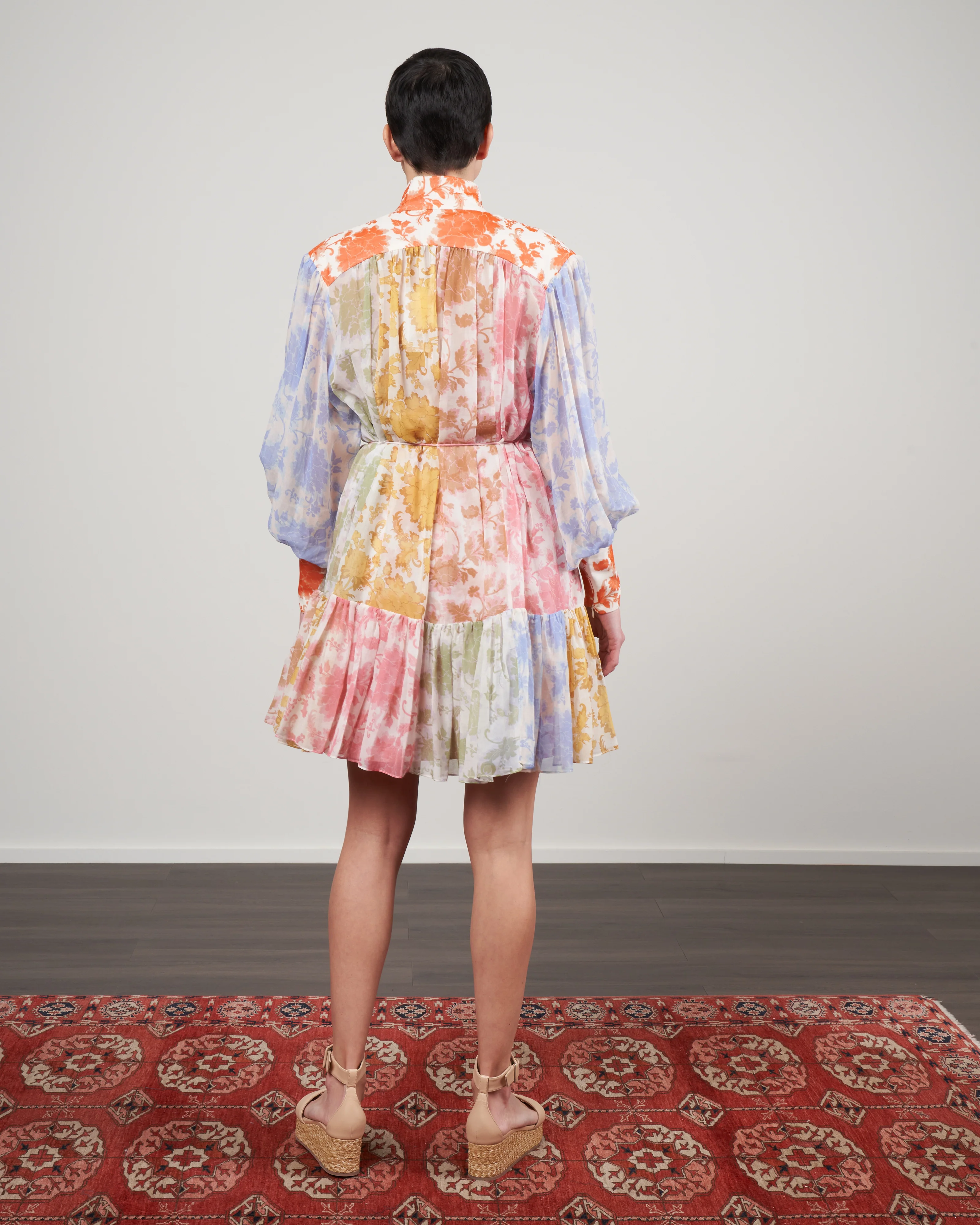 postcard lantern mini dress - spliced tonal floral - Image 3