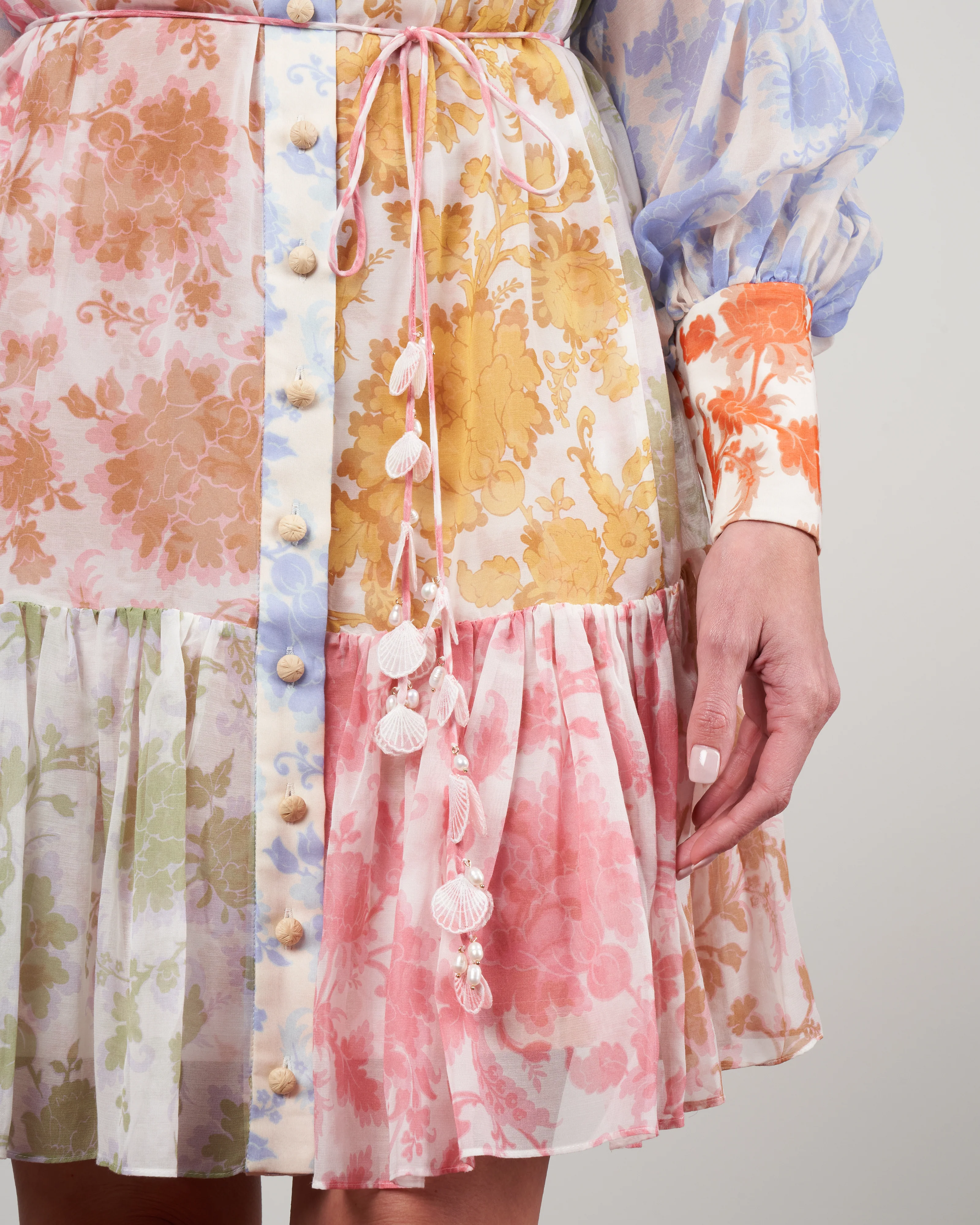 postcard lantern mini dress - spliced tonal floral - Image 4